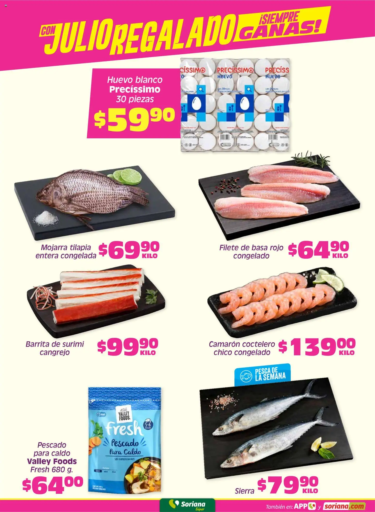 Nuevas ofertas de Soriana válidas en toda la República Mexicana desde el 10/07/2026. ¡Encuentra las mejores ofertas en Soriana Fin de Semana Súper: Tijuana, Mexicali, Ensenada, San Luis Río Colorado y Tecate! | Página: 5 | Productos: Huevo, Sierra