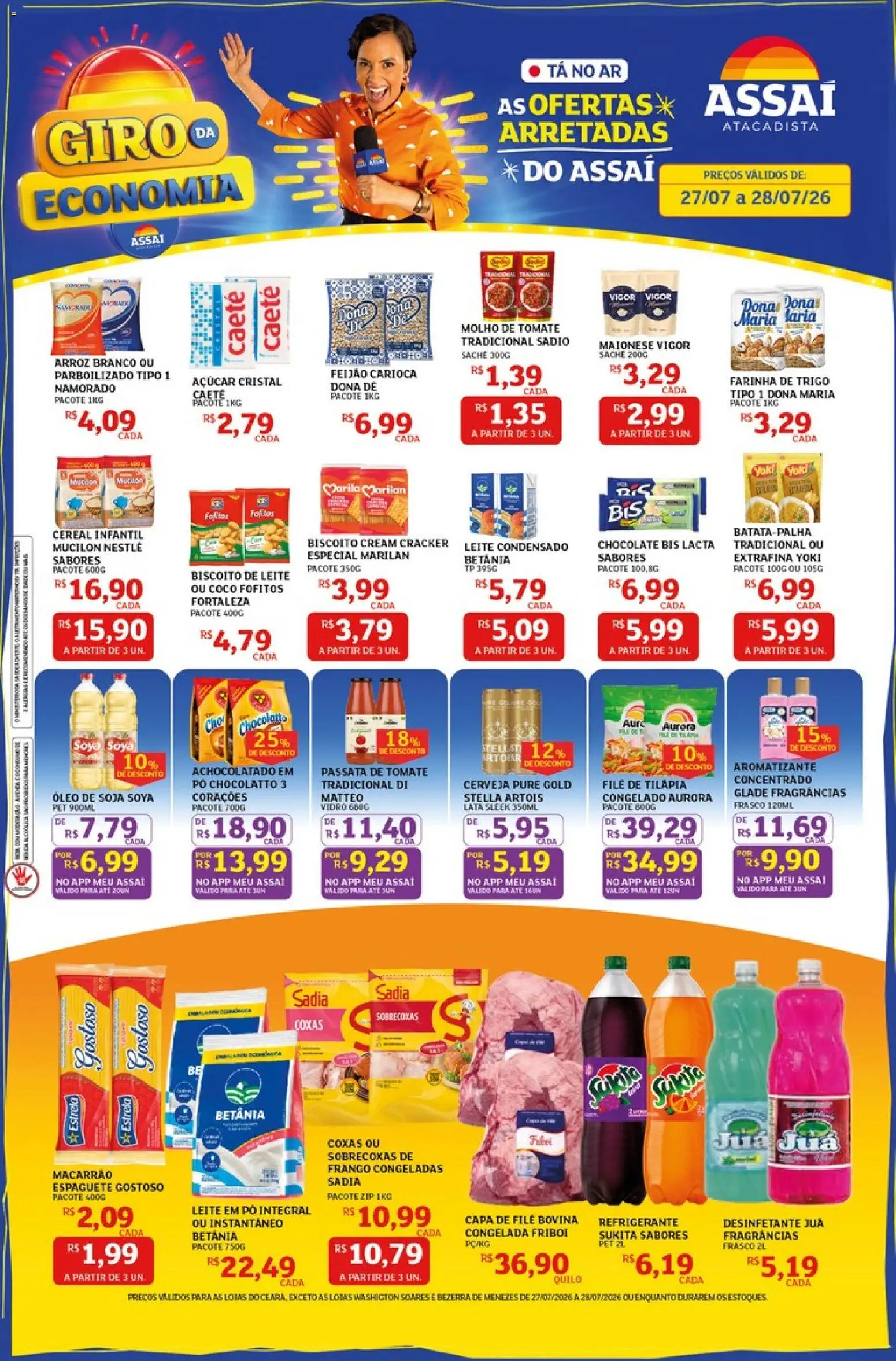 Assaí Atacadista Folheto - válido de 27/07/2026 | Página: 1 | Produtos: Biscoito, Frango, Maionese, Leite condensado