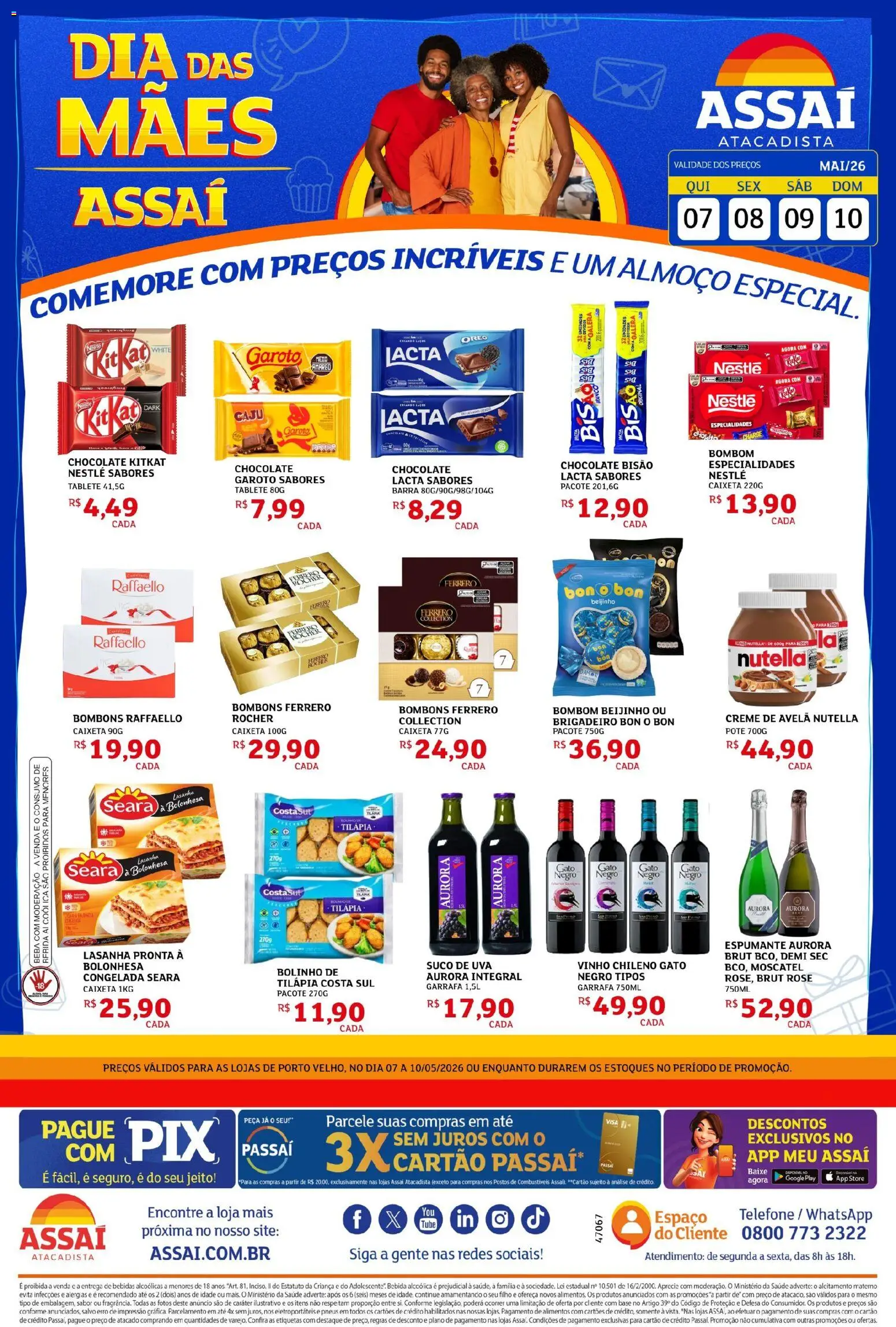 Assaí Atacadista Folheto - válido de 08.05.2026 | Página: 1 | Produtos: Tilápia, Chocolate, Pneus, Creme