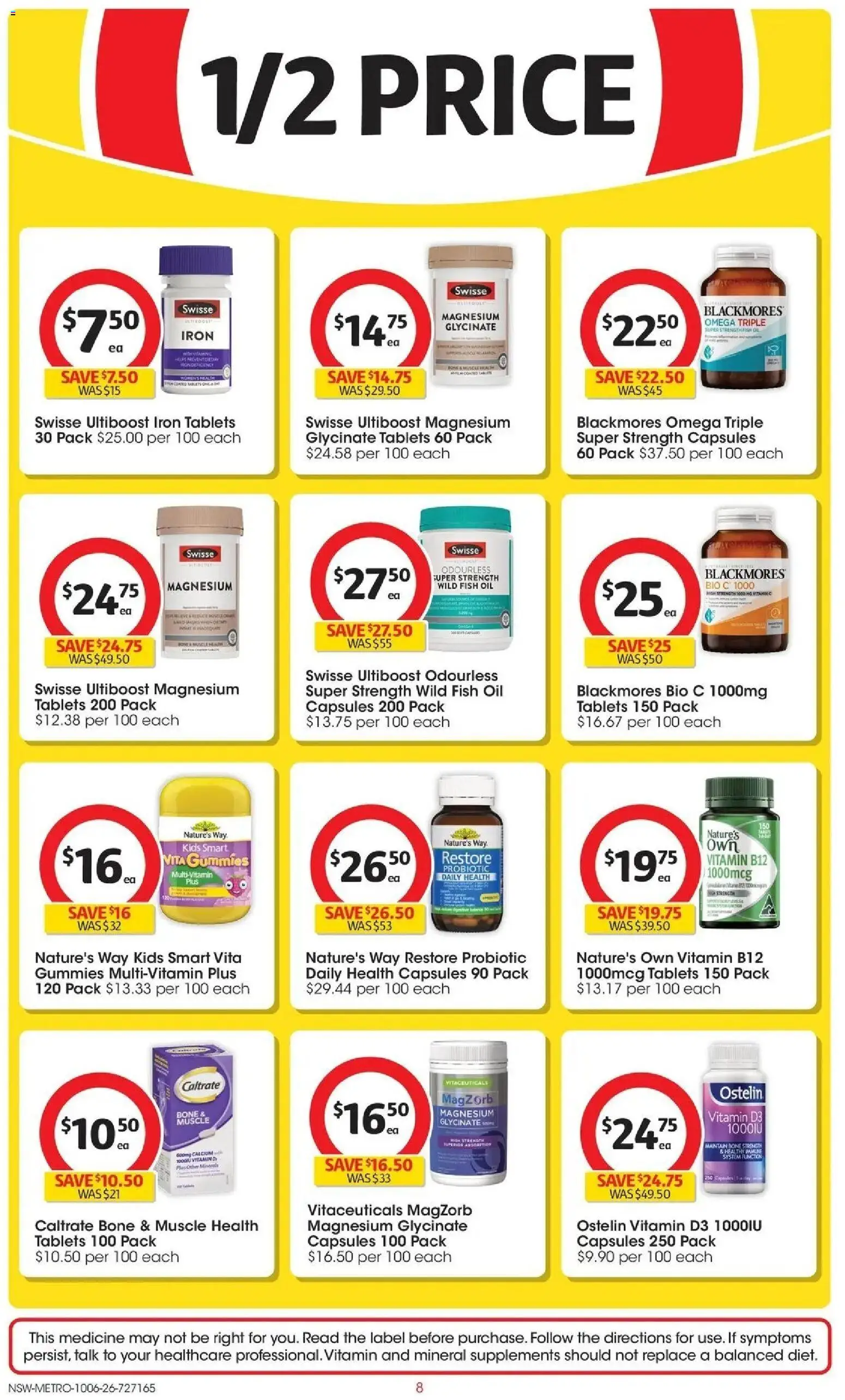 Coles catalogue - valid from 09.06.2026 | Page: 8 | Products: Multivitamin, Iron, Tablets, Vitamin