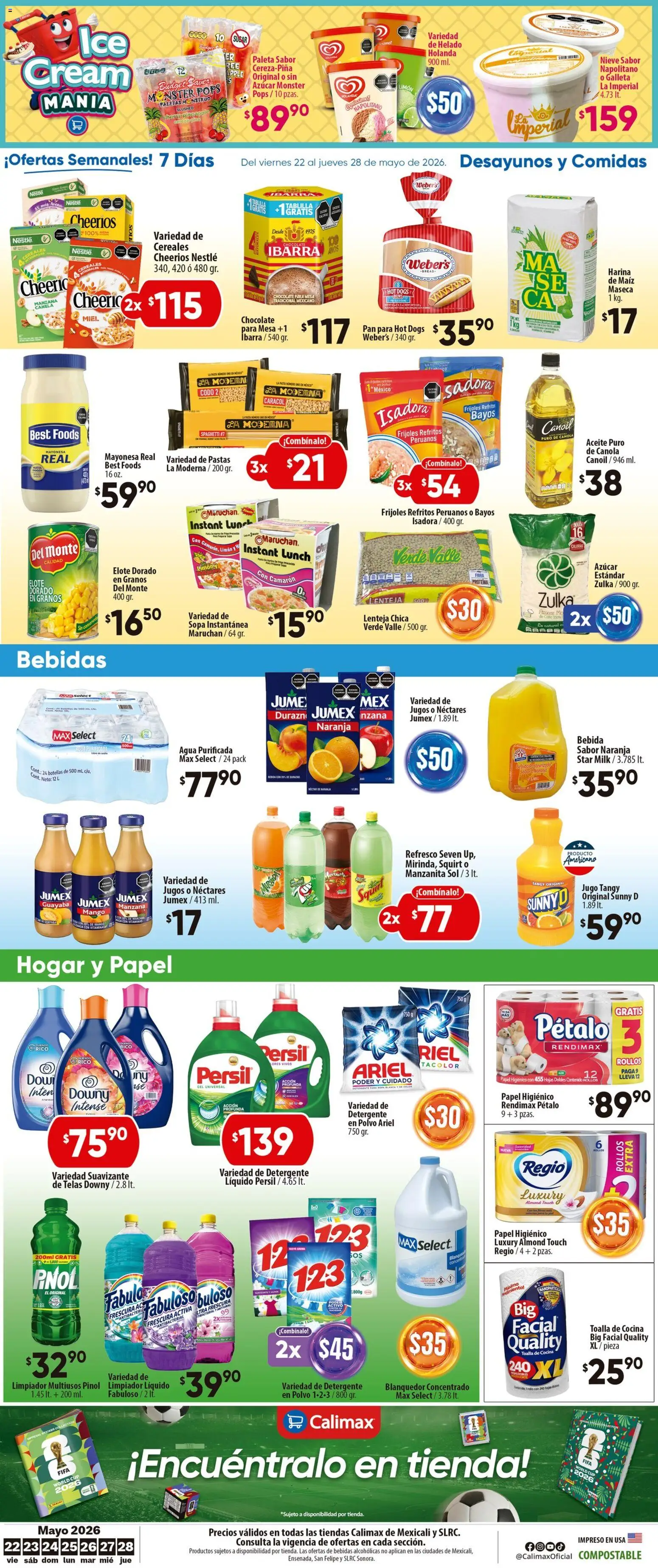 Nuevas ofertas de Calimax válidas en toda la República Mexicana desde el 22.05.2026. ¡Encuentra las mejores ofertas en Calimax folleto Mexicali y SLRC! | Página: 6 | Productos: Paleta, Limón, Papel higiénico, Riel