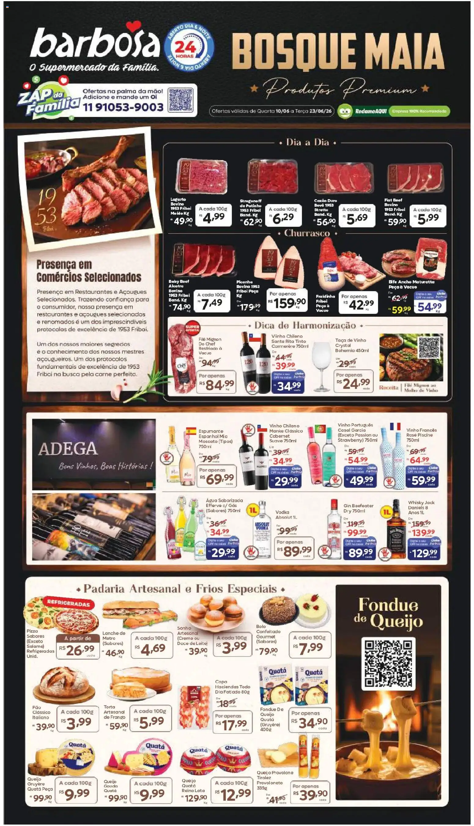 Barbosa Supermercados Folheto - válido de 10.06.2026 | Página: 1 | Produtos: Alcatra, Leite, Copa, Creme