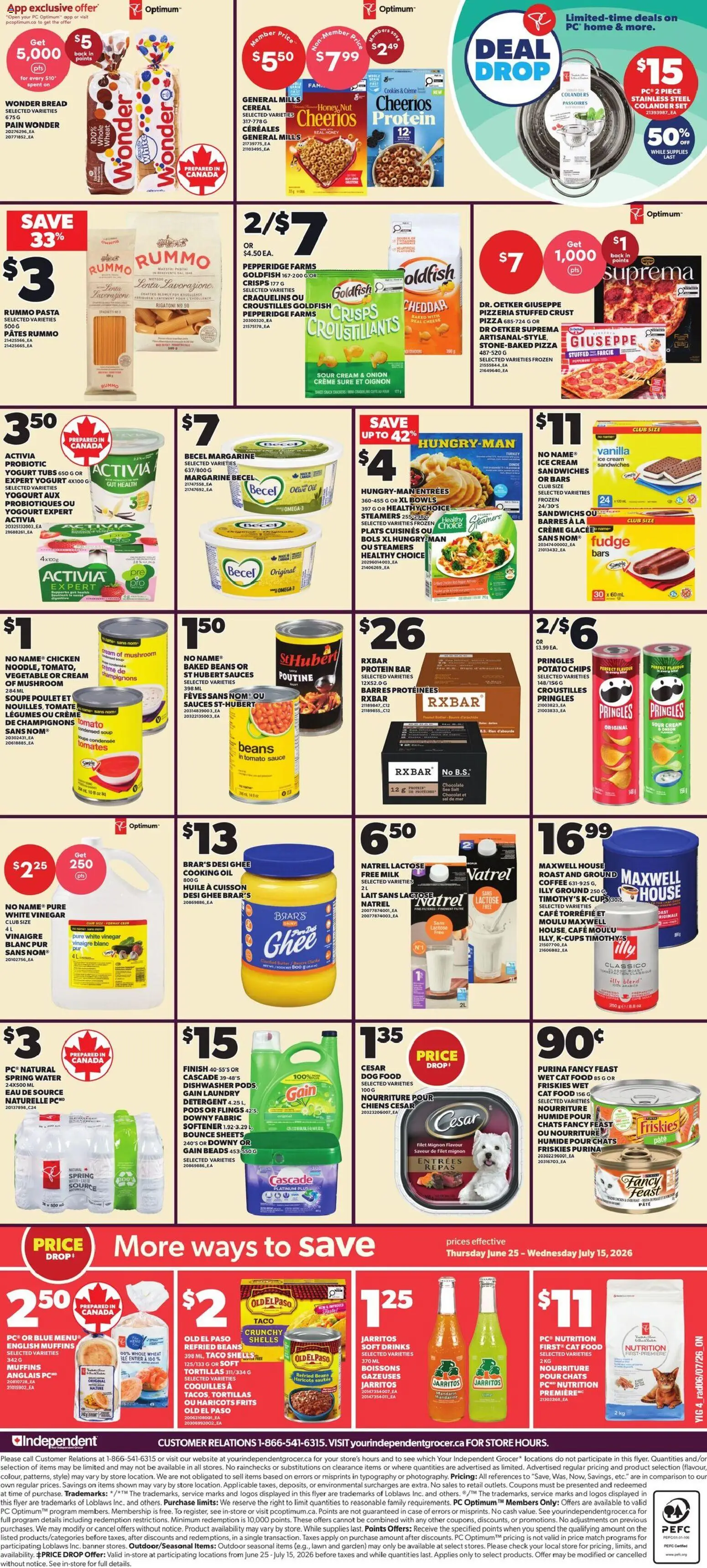 Independent Grocer flyer valid from Jul 9, 2026 | Page: 3 | Products: Turkey, Dishwasher, Cheese, Oil