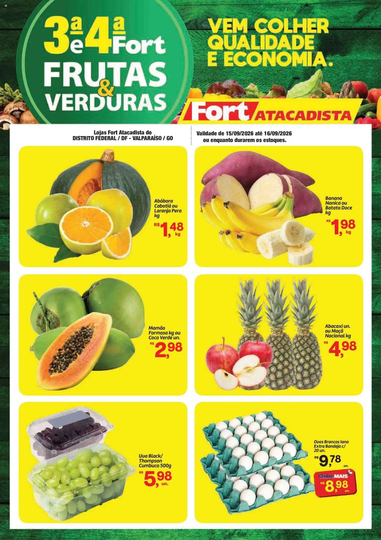 Fort Atacadista Folheto - válido de 15/09/2026 | Página: 1 | Produtos: Pera, Uva, Bandeja, Batata