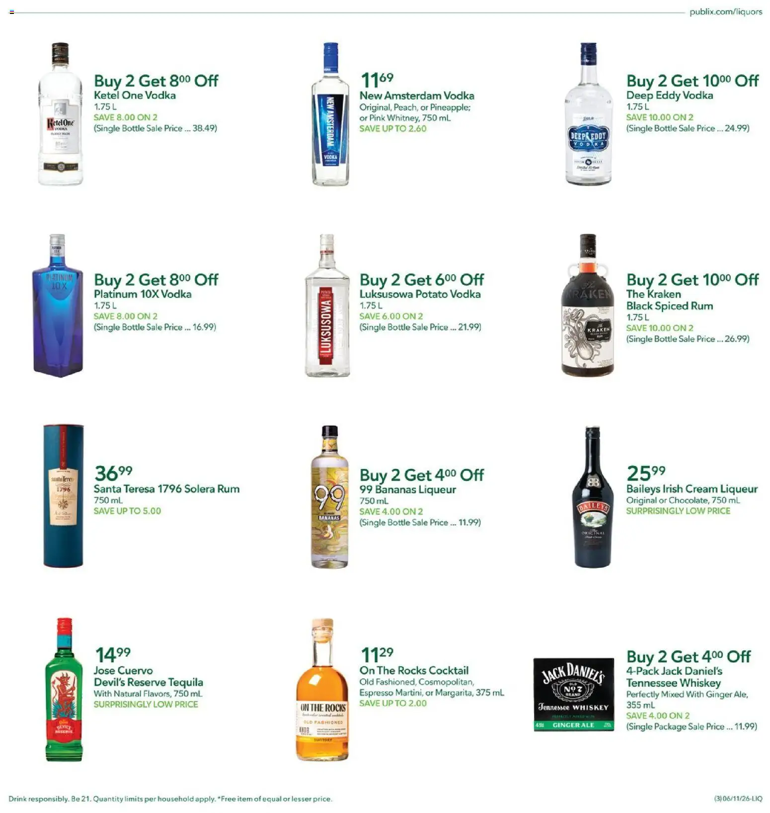 Publix Liquors - valid from 11.06.2026 | Page: 3 | Products: Ginger, Bananas, Cream, Whiskey