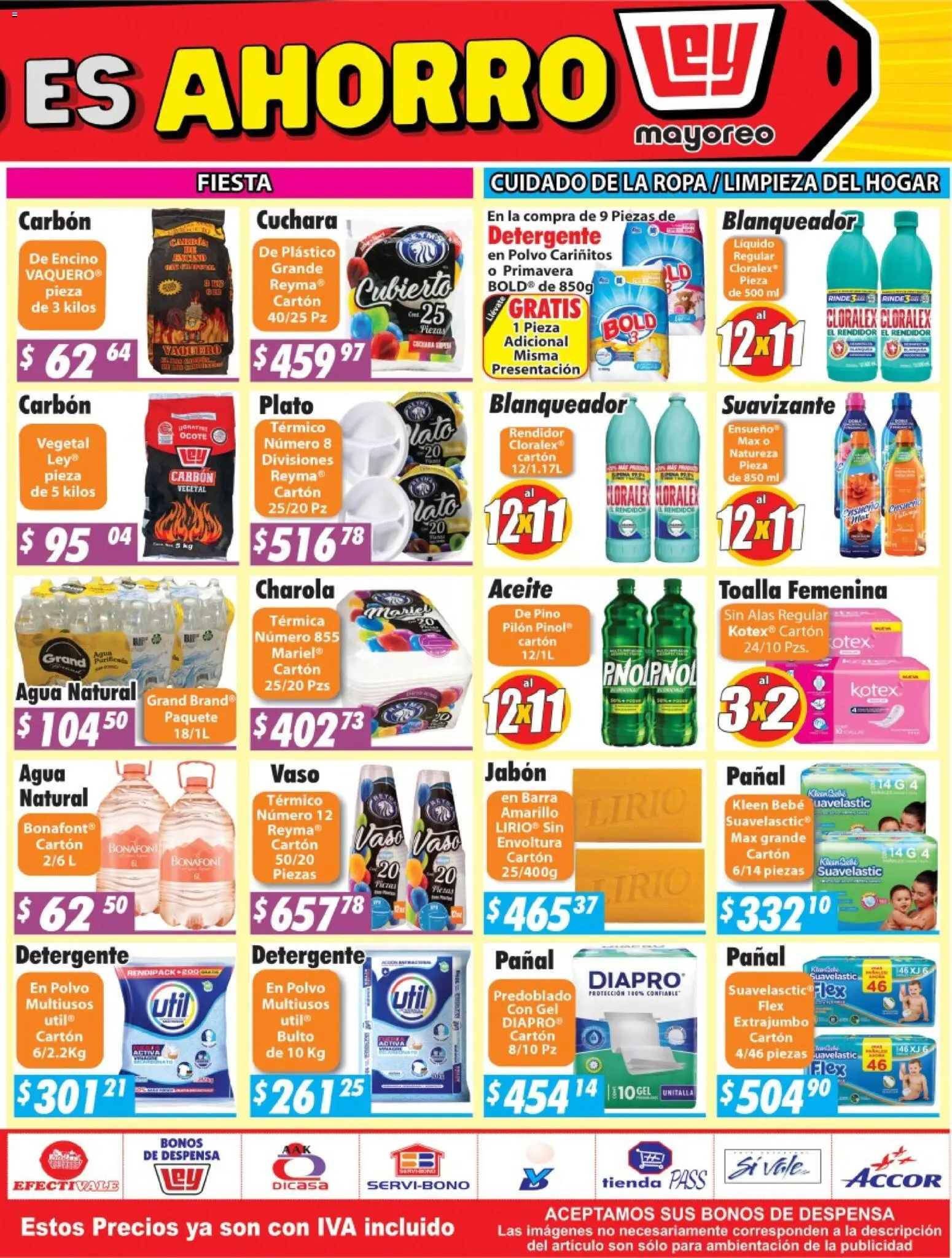 Nuevas ofertas de Casa Ley válidas en toda la República Mexicana desde el 08.06.2026. ¡Encuentra las mejores ofertas en Casa Ley folleto Frontera! | Página: 4 | Productos: Agua, Aceite, Ropa, Cuchara