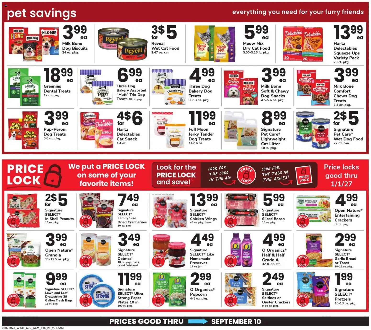 Acme Big Book of Savings - valid from 08/07/2026 | Page: 28 | Products: Bakery, Crackers, Chicken wings, Olive oil