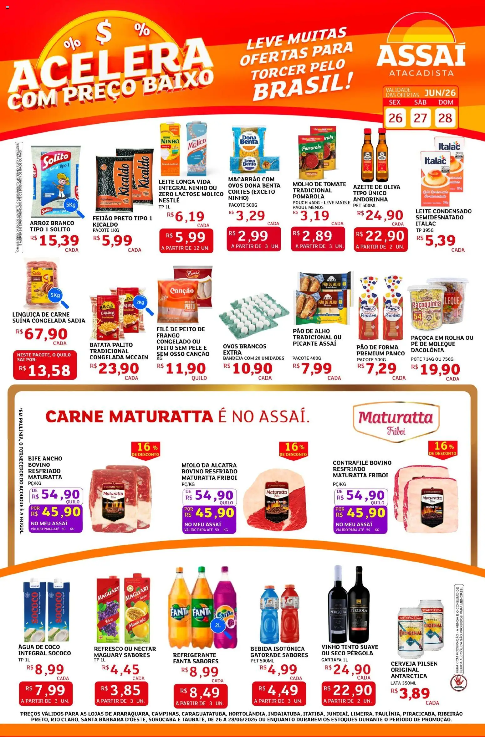 Assaí Atacadista Folheto - válido de 26/06/2026 | Página: 1 | Produtos: Refresco, Molho de tomate, Leite condensado, Paçoca