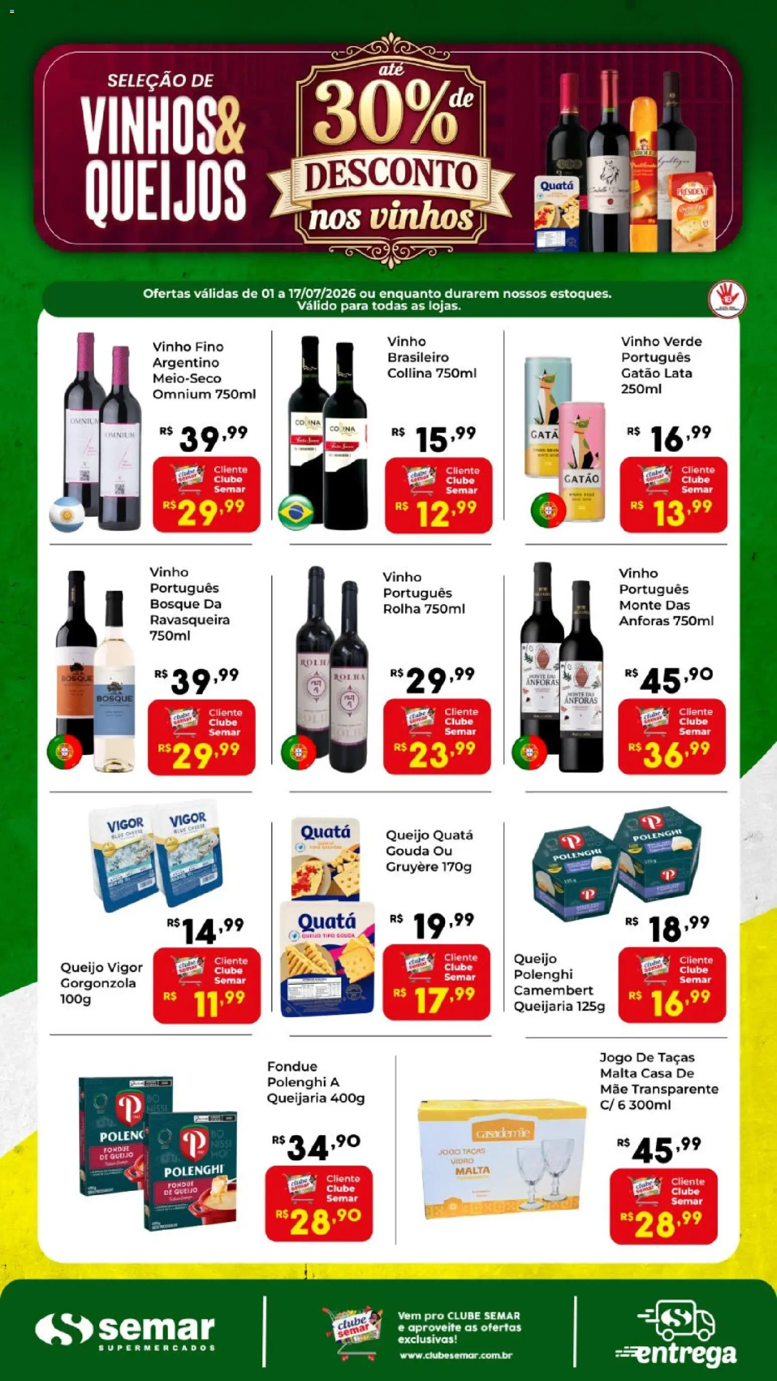 Semar Supermercado Folheto - válido de 01/07/2026 | Página: 2 | Produtos: Queijo, Vinho, Gouda, Camembert