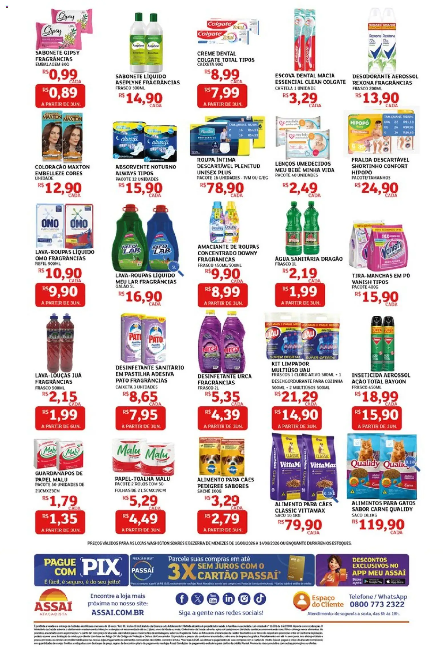 Assaí Atacadista Folheto - válido de 10/08/2026 | Página: 4 | Produtos: Alimentos, Absorvente, Amaciante, Desinfetante