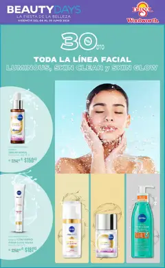 Vista previa de Del Sol y Woolworth catálogo La Fiesta de la Belleza, nuevo folleto de la tienda, válido en México a partir del 04.06.2026 | Página: 2 | Productos: Contorno de ojos, Serum, Contorno, Limpiador