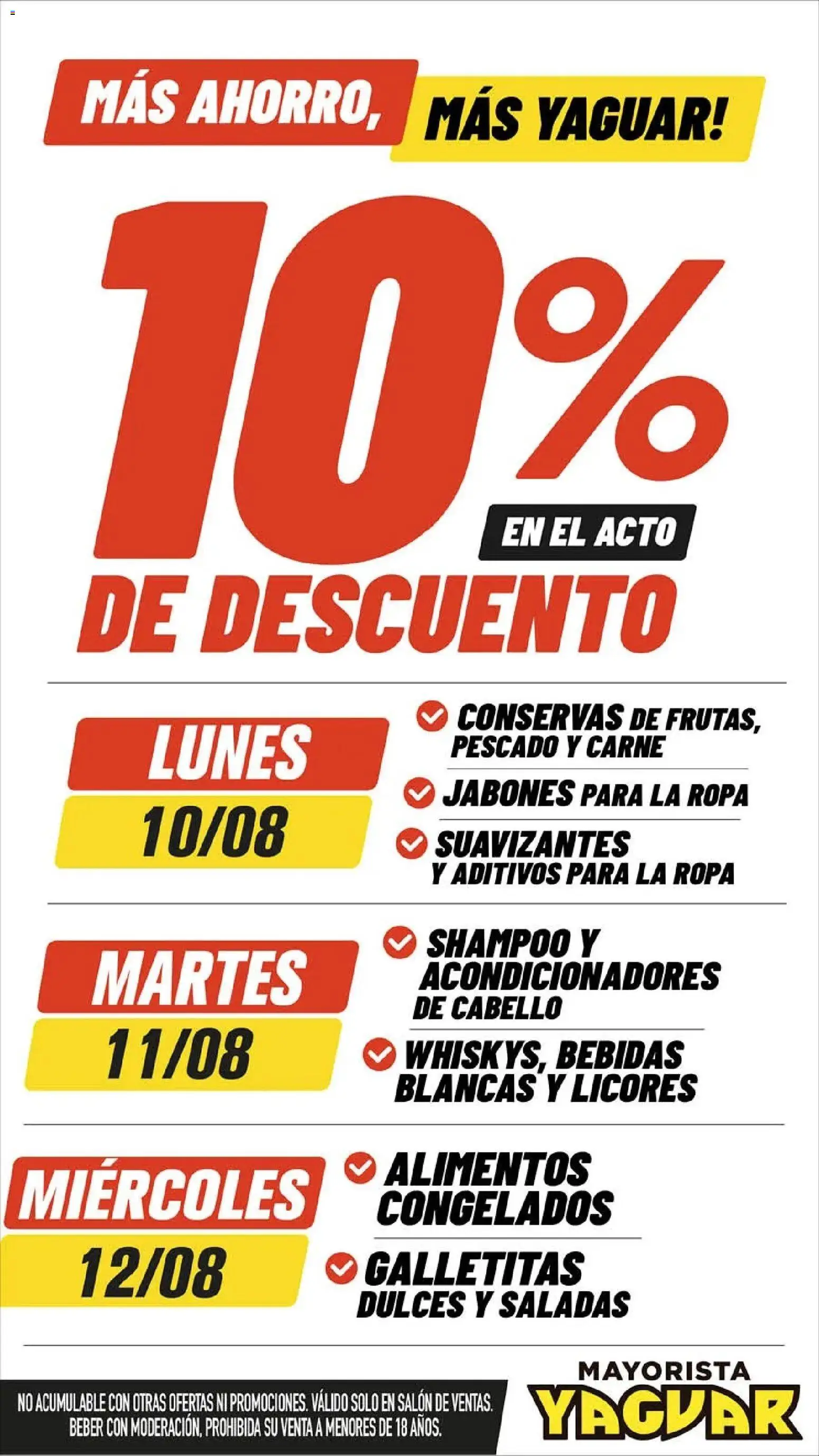 Yaguar - Oferta Semanal Mar del Plata │ válido desde el 10/08/2026 | Página: 4 | Productos: Galletitas, Bebidas, Shampoo, Ropa