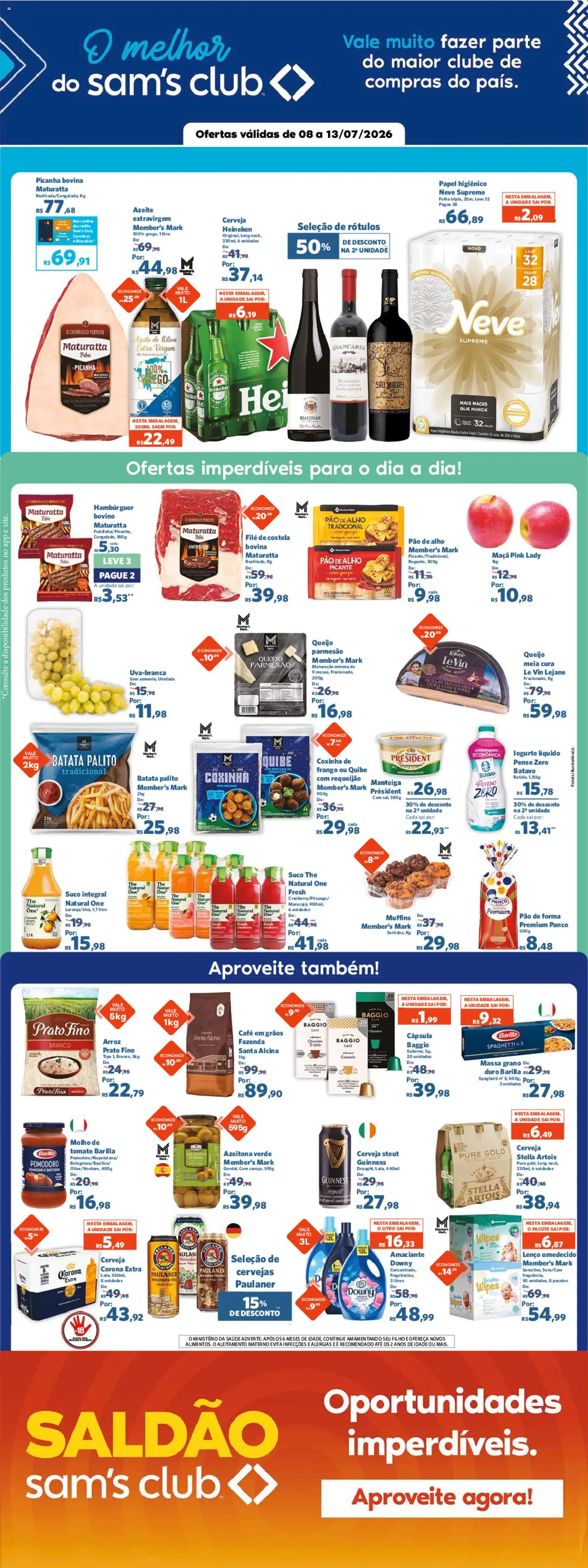 Sam's Club Folheto - válido de 08/07/2026 | Página: 1 | Produtos: Alho, Pao de alho, Arroz, Hambúrguer