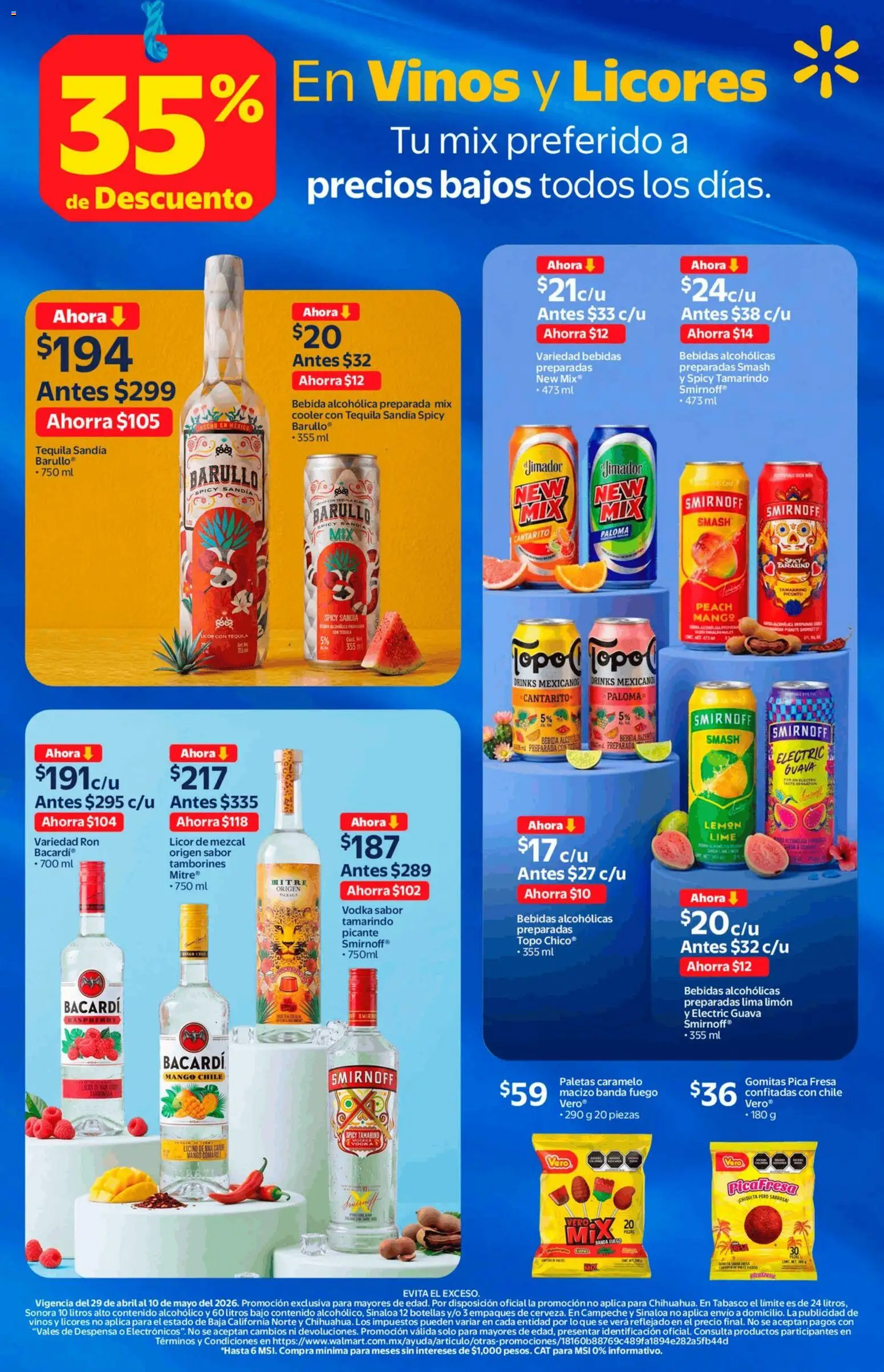 Nuevas ofertas de Walmart válidas en toda la República Mexicana desde el 29.04.2026. ¡Encuentra las mejores ofertas en Walmart folleto Vinos y licores con 35% de descuento! | Página: 2