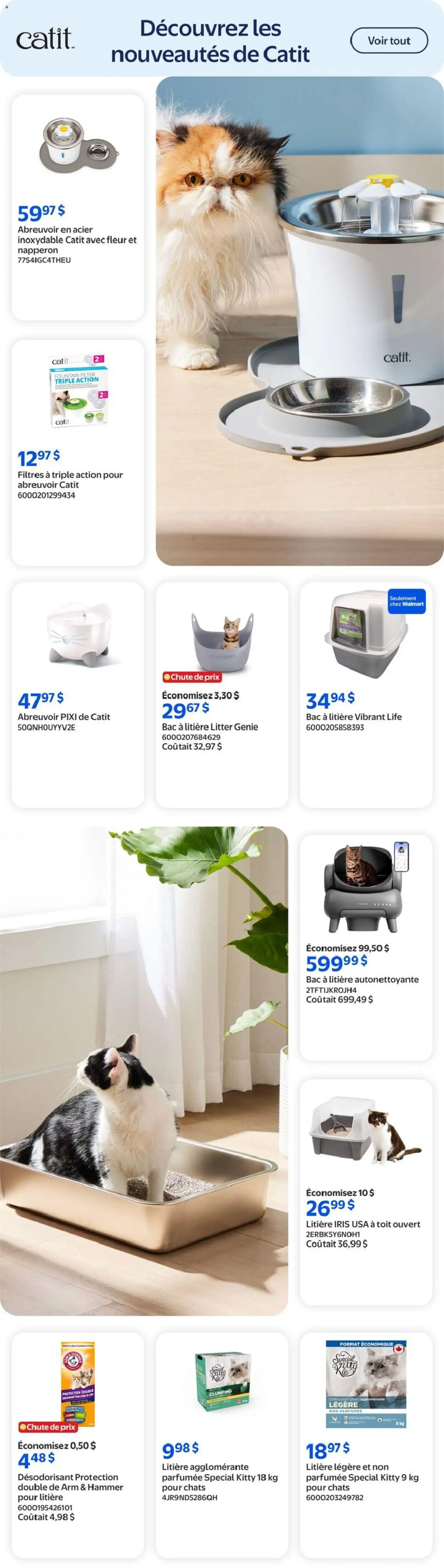 Walmart flyer valid from Aug 27, 2026 | Page: 9 | Products: Water, Cat litter, Box