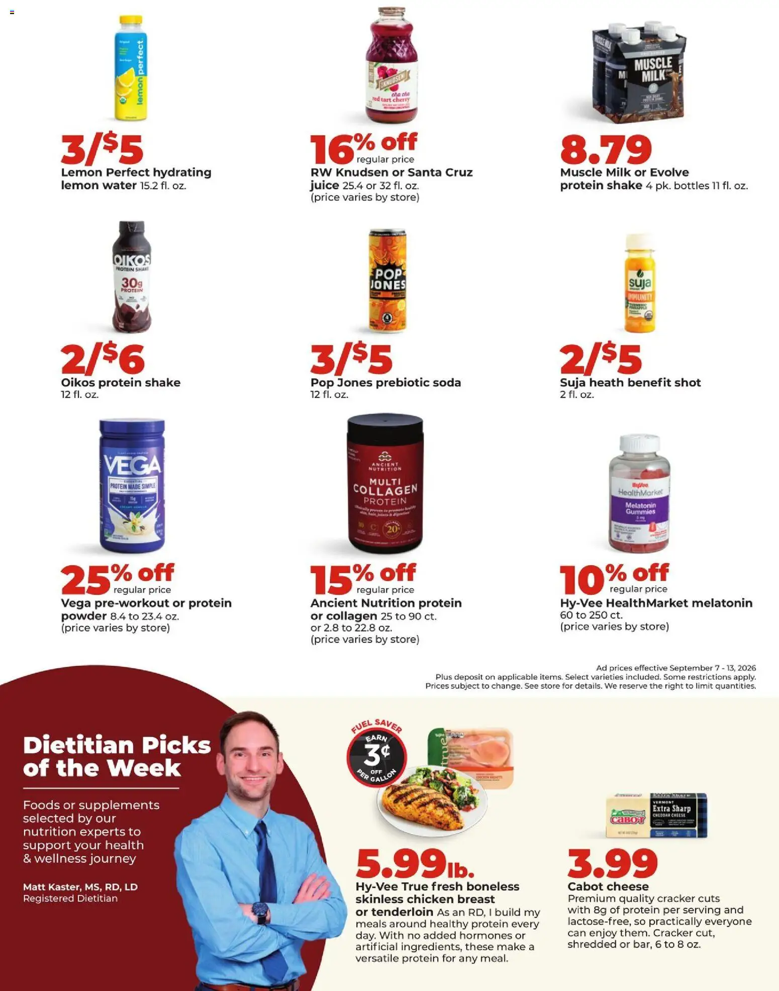 HyVee Weekly Ad - valid from 09/07/2026 | Page: 35 | Products: Melatonin, Protein, Lemon, Cheddar cheese