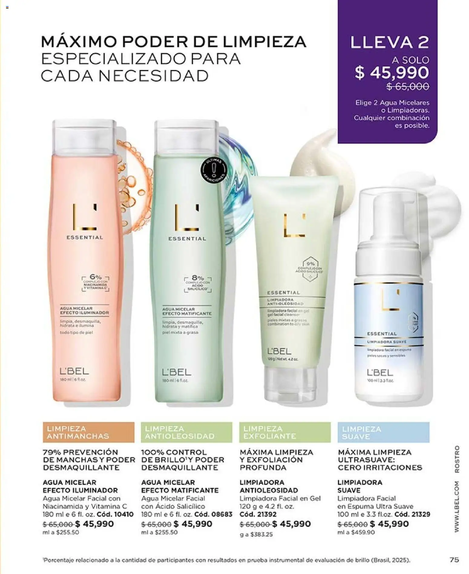 L'Bel revista - valida desde el 17/08/2026 | Página: 75 | Productos: Agua, Espuma, Combinación, Desmaquillante