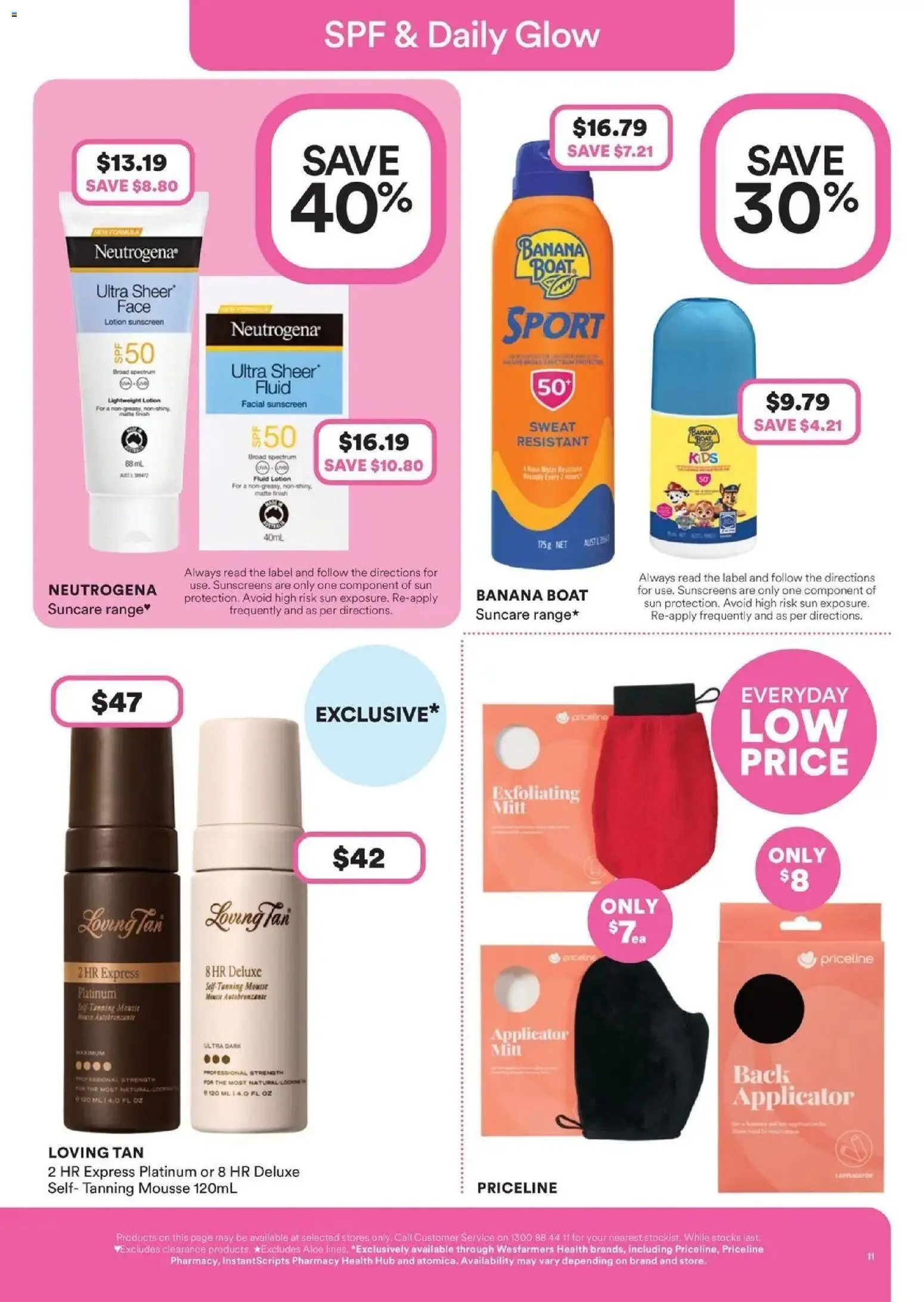 Priceline Pharmacy catalogue - valid from 30/07/2026 | Page: 11 | Products: Sunscreen, Lotion, Water, Mousse