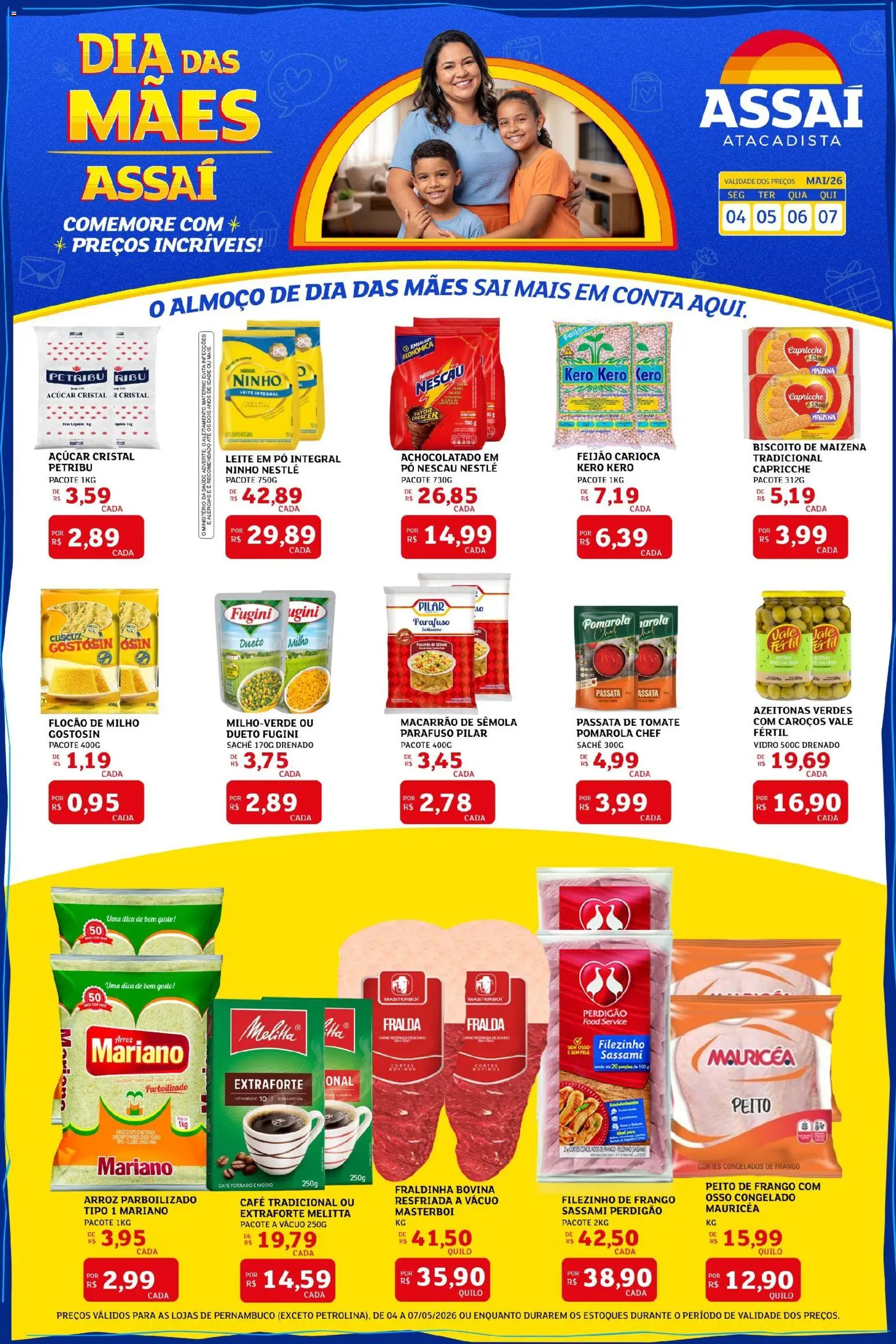 Assaí Atacadista Folheto - válido de 04.05.2026 | Página: 1 | Produtos: Azeitonas, Pó, Fraldinha, Peito de frango