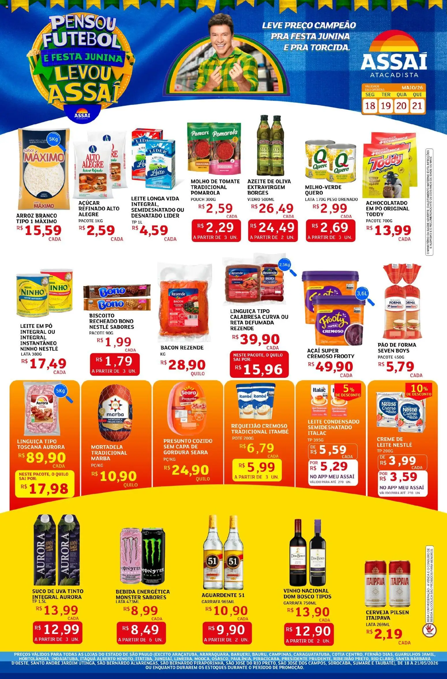 Assaí Atacadista Folheto - válido de 18.05.2026 | Página: 1 | Produtos: Pó, Molho de tomate, Creme, Leite em pó