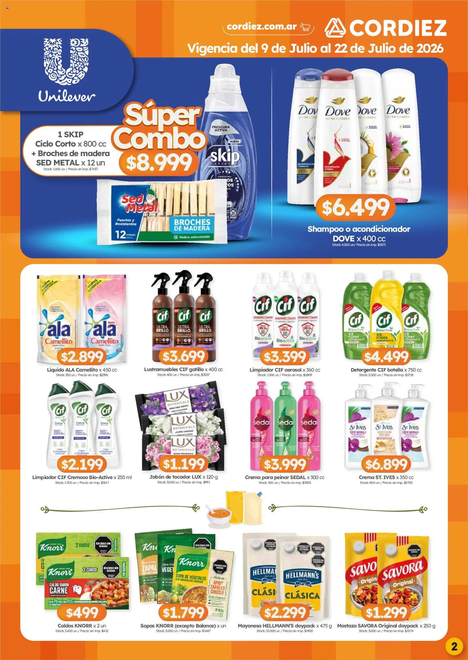Cordiez ofertas │ válido desde el 09/07/2026 | Página: 2 | Productos: Choclo, Zapallo, Brillo, Pala