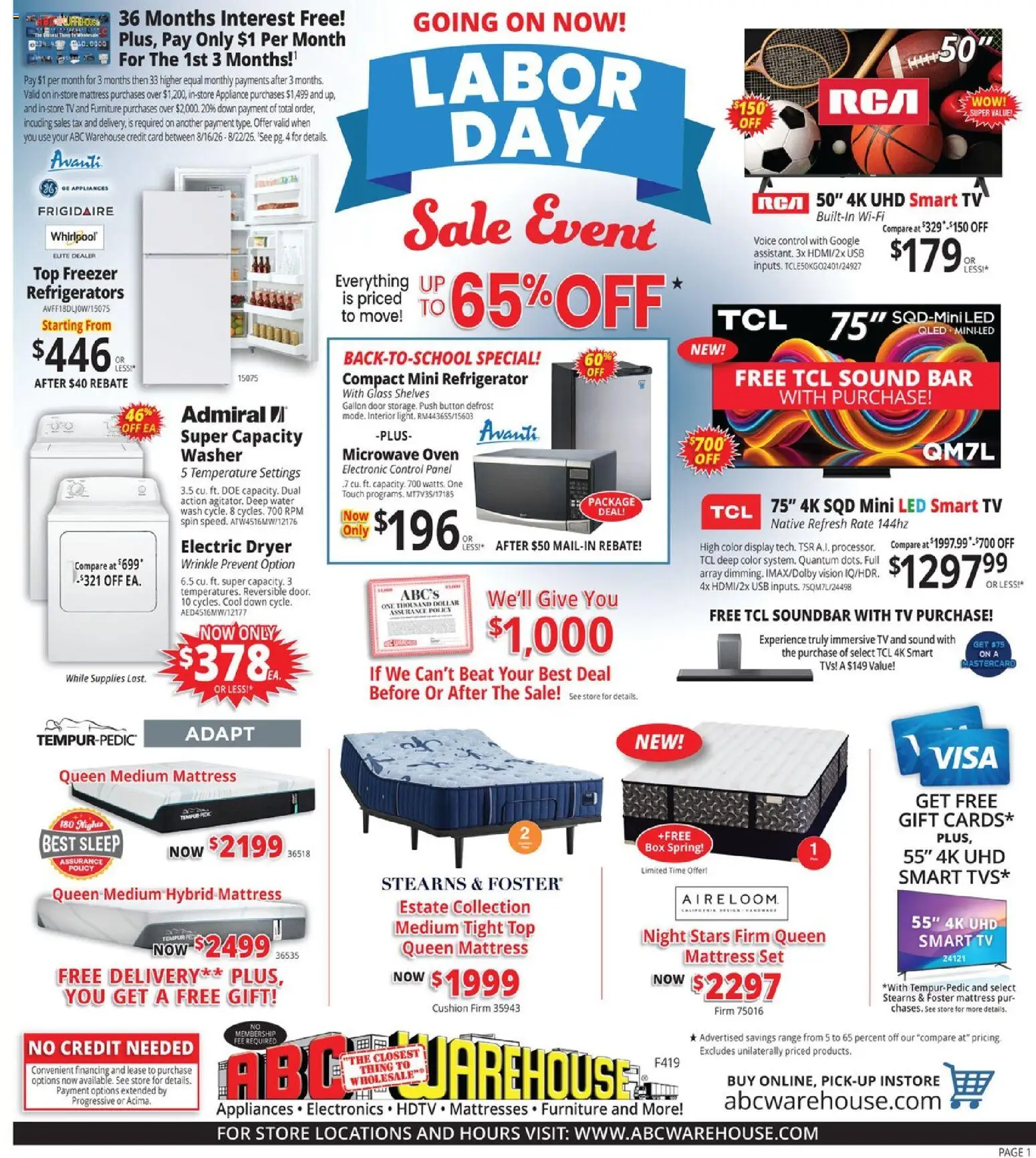 ABC Warehouse Weekly Ad - valid from 08/16/2026 | Page: 1