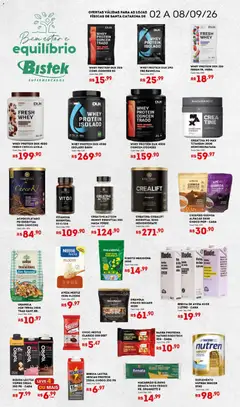 Bistek Supermercados ofertas Bem Estar e Equílibrio - Pré-Visualização do folheto da loja Bistek Supermercados, válido de 02/09/2026 | Página: 1 | Produtos: Nescau, Achocolatado, Macarrão, Proteína