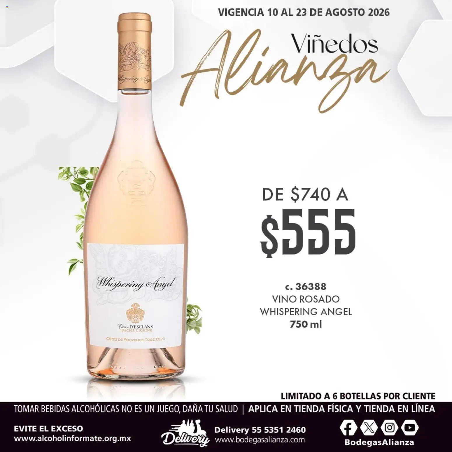 Nuevas ofertas de Bodegas Alianza válidas en toda la República Mexicana desde el 10/08/2026. ¡Encuentra las mejores ofertas en Bodegas Alianza catálogo Viñedos Alianza! | Página: 3 | Productos: Vino rosado, Bebidas, Vino
