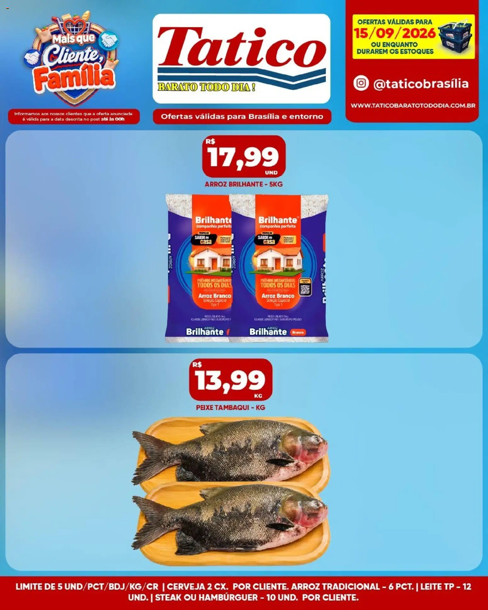 Tatico Folheto - válido de 15/09/2026 | Página: 9 | Produtos: Leite, Cerveja, Peixe, Hambúrguer