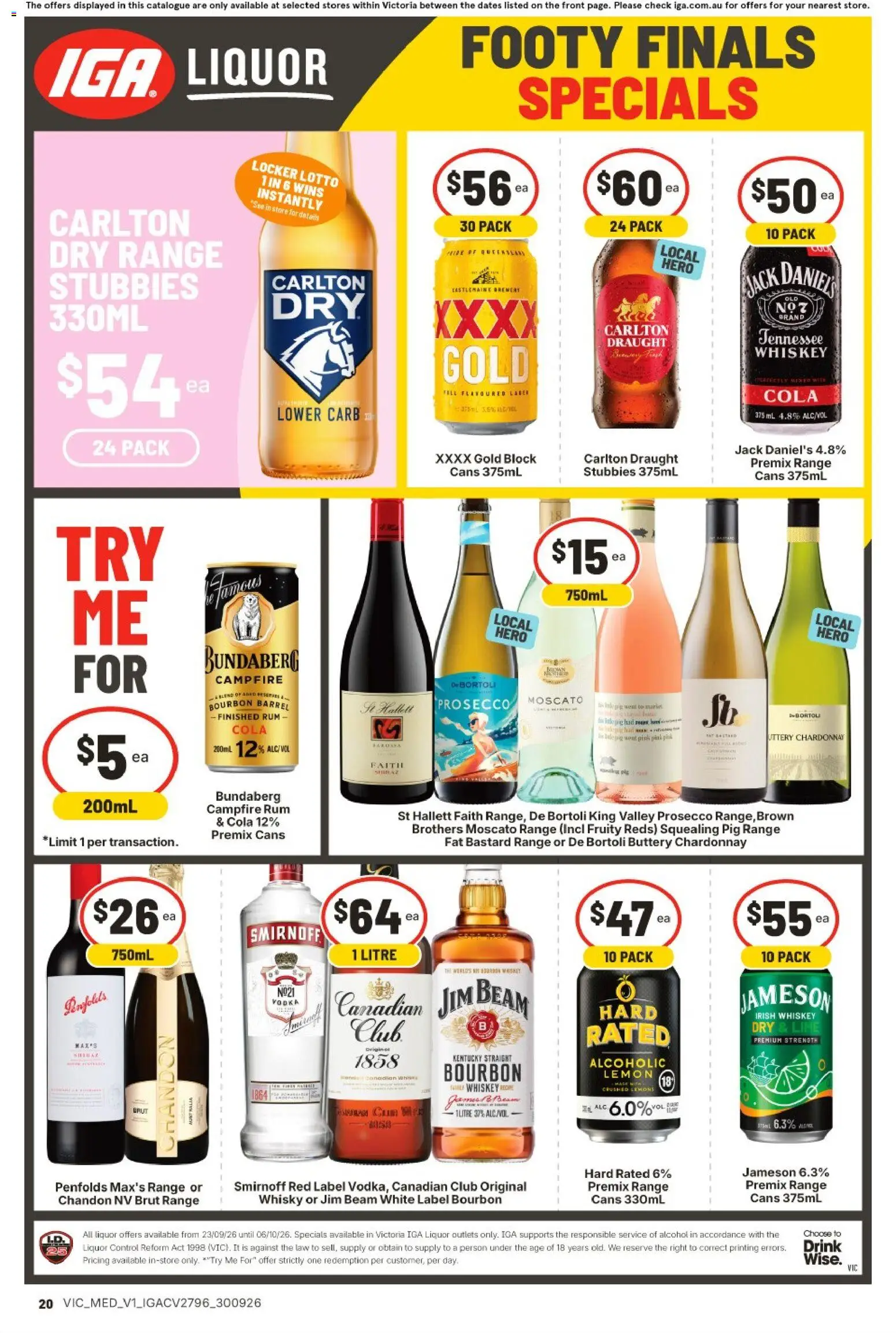 IGA catalogue - valid from 30/09/2026 | Page: 16 | Products: Prosecco, Lemon, Lime, Jack Daniel’s