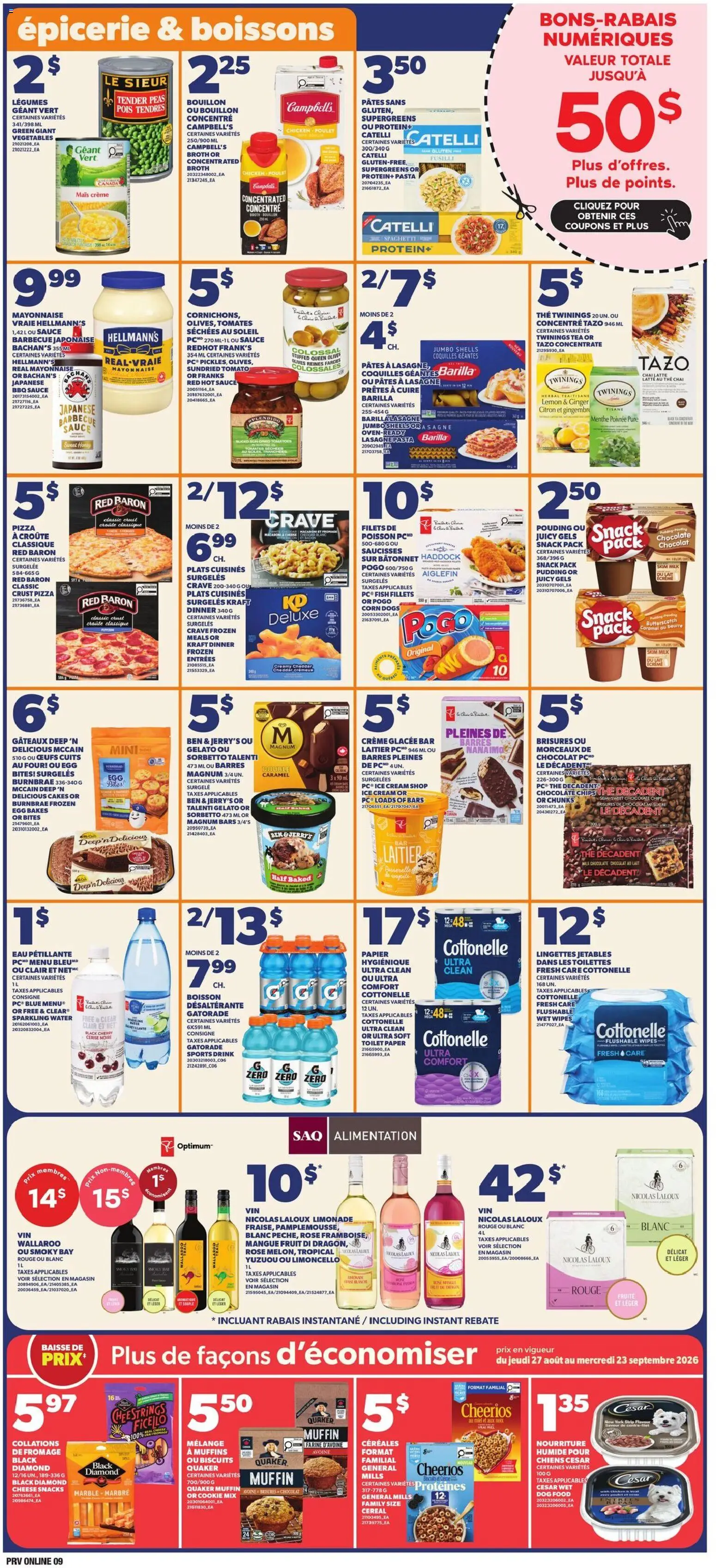 Provigo flyer valid from Aug 27, 2026 | Page: 10 | Products: Fish, Fruit, Mayonnaise, Legumes