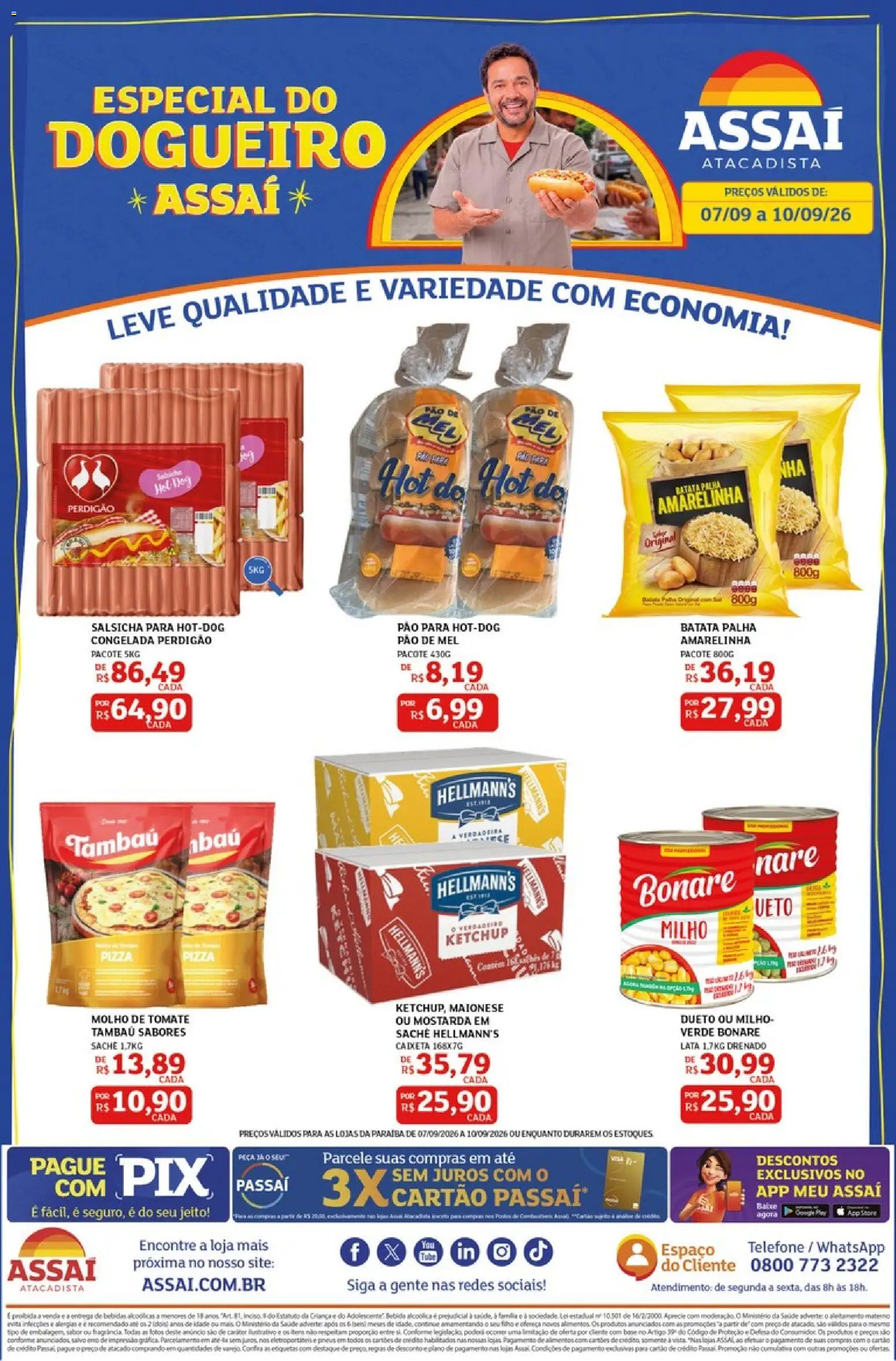 Assaí Atacadista Folheto - válido de 07/09/2026 | Página: 1 | Produtos: Molho de tomate, Pizza, Alimentos, Batata palha
