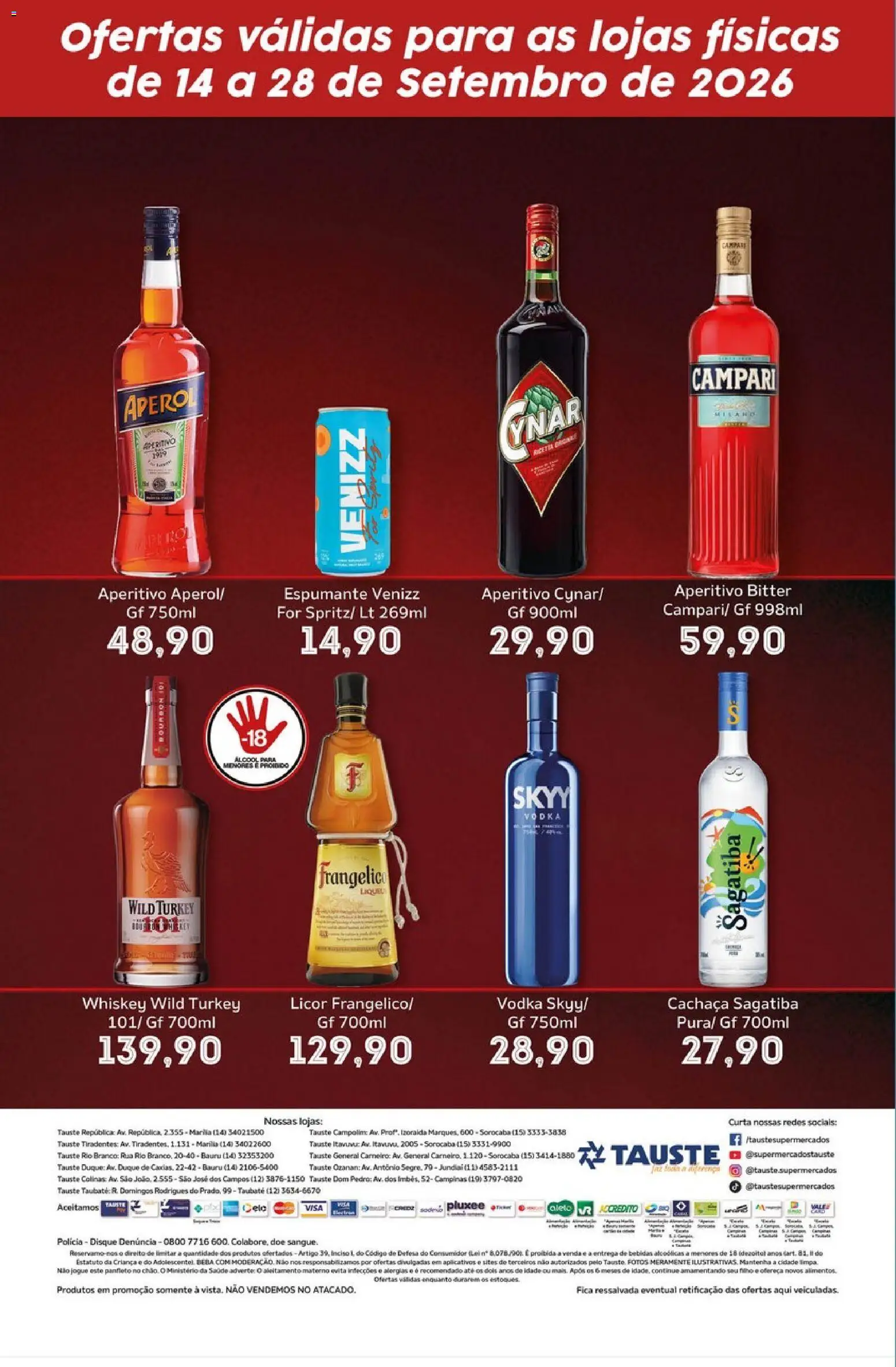 Tauste Folheto - válido de 14/09/2026 | Página: 2 | Produtos: Espumante, Cachaça, Bebidas, Vodka