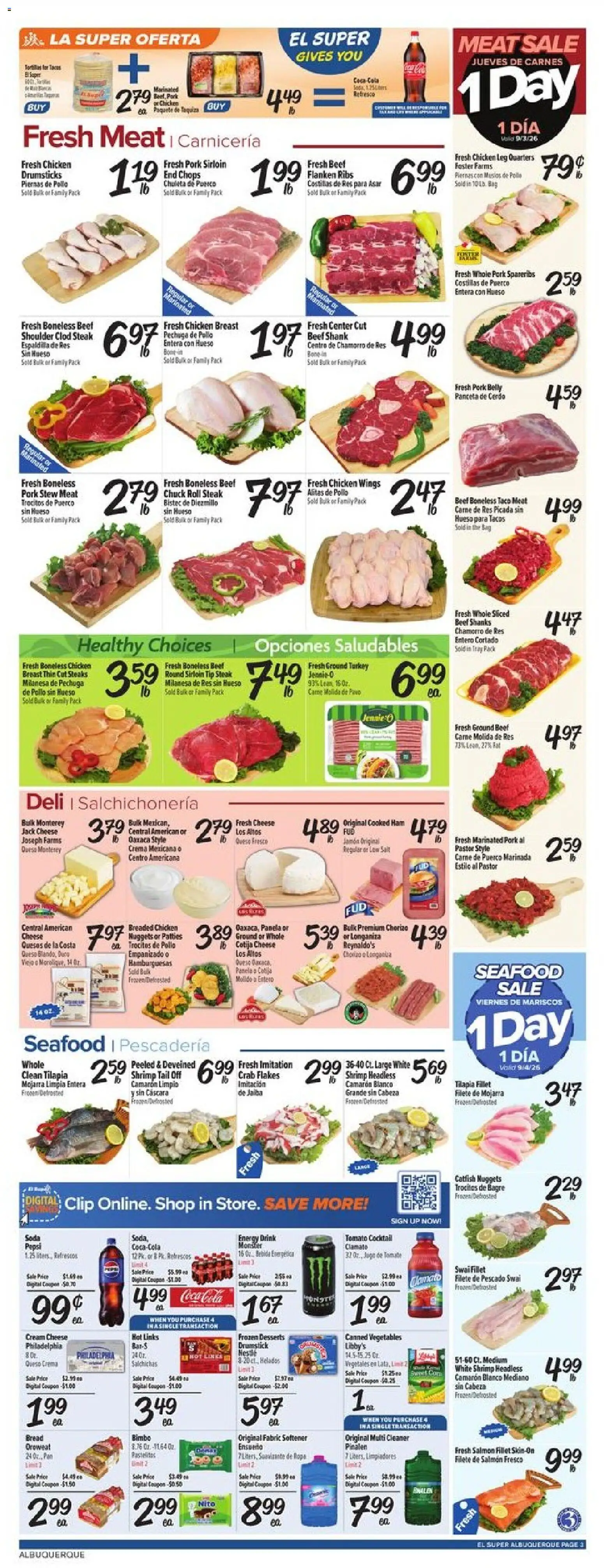 El Super Weekly Ad - NM - valid from 09/02/2026 | Page: 3 | Products: Turkey breast, Ham, Vegetables, Drumsticks
