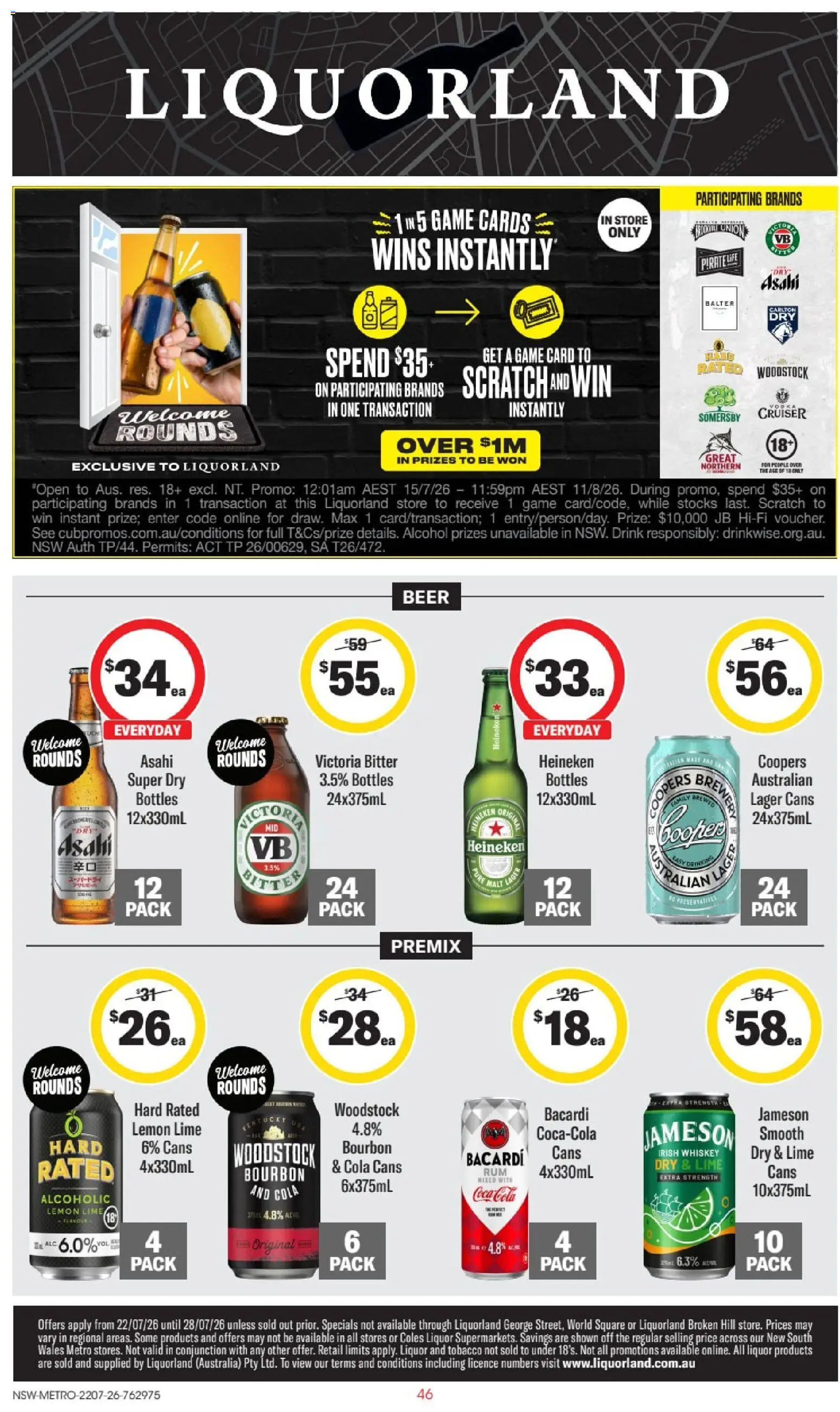 Liquorland catalogue - valid from 22/07/2026 | Page: 1 | Products: Whiskey, Lemon, Lime, Game