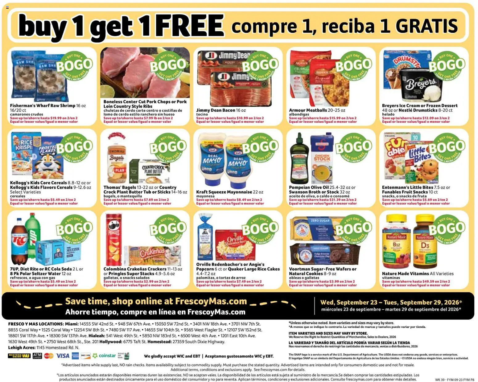 Fresco y Más Weekly Ad - valid from 09/23/2026 | Page: 8 | Products: Butter, Rice, Fruit, Ice