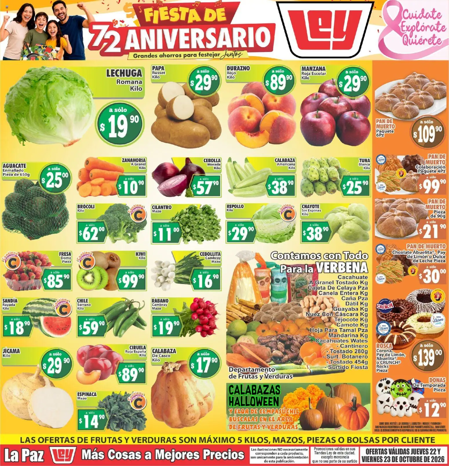 Nuevas ofertas de Casa Ley válidas en toda la República Mexicana desde el 22/10/2026. ¡Encuentra las mejores ofertas en Casa Ley folleto Las ofertas de frutas y verdunas! | Página: 1
