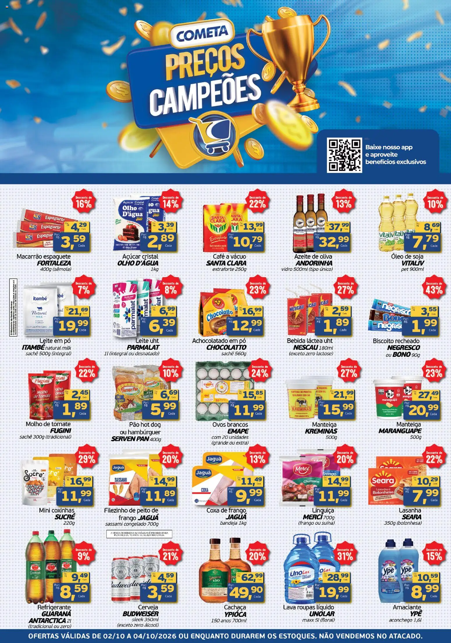 Cometa Supermercados Folheto - válido de 02/10/2026 | Página: 1 | Produtos: Tomate, Pó, Bebidas, Biscoito recheado