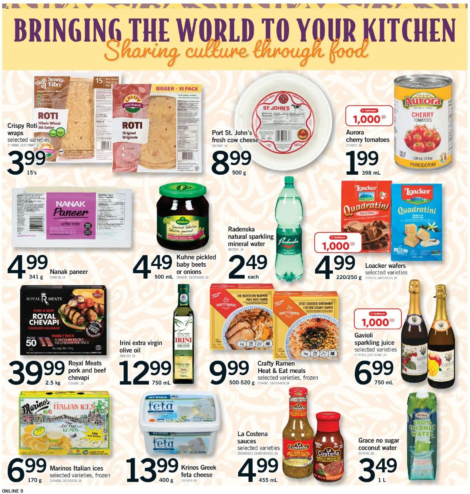 Fortinos flyer valid from Aug 13, 2026 | Page: 9 | Products: Water, Food, Sesame, Mineral water