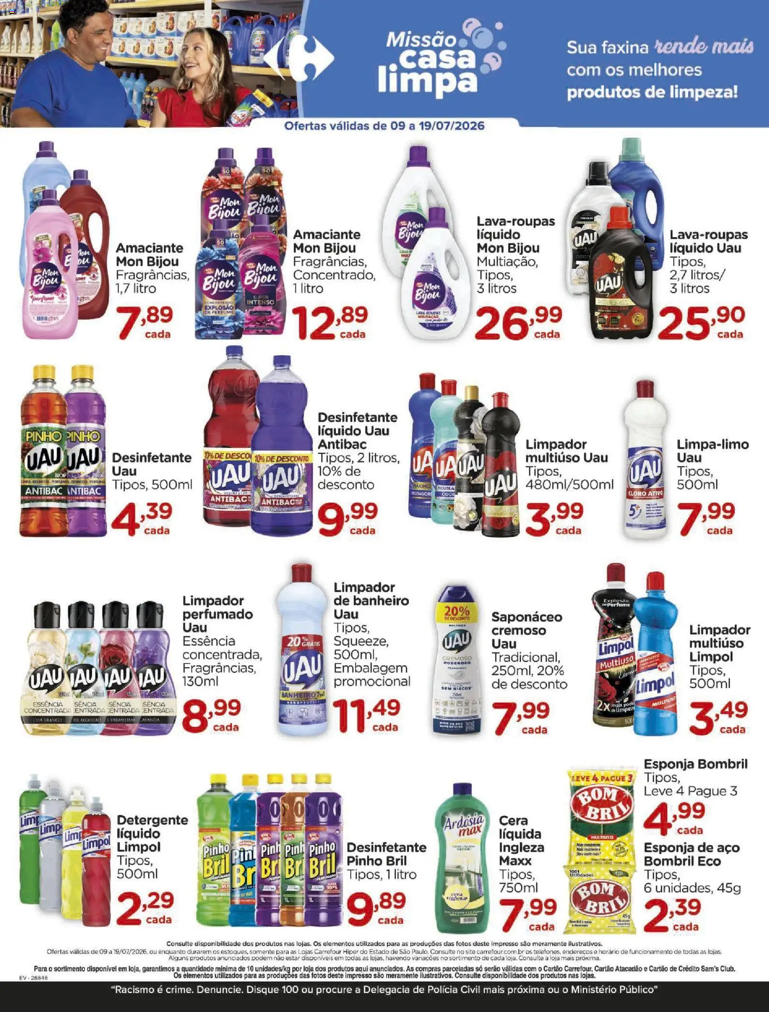 Carrefour Folheto - válido de 09/07/2026 | Página: 6 | Produtos: Cloro, Detergente, Esponja de aço, Cera