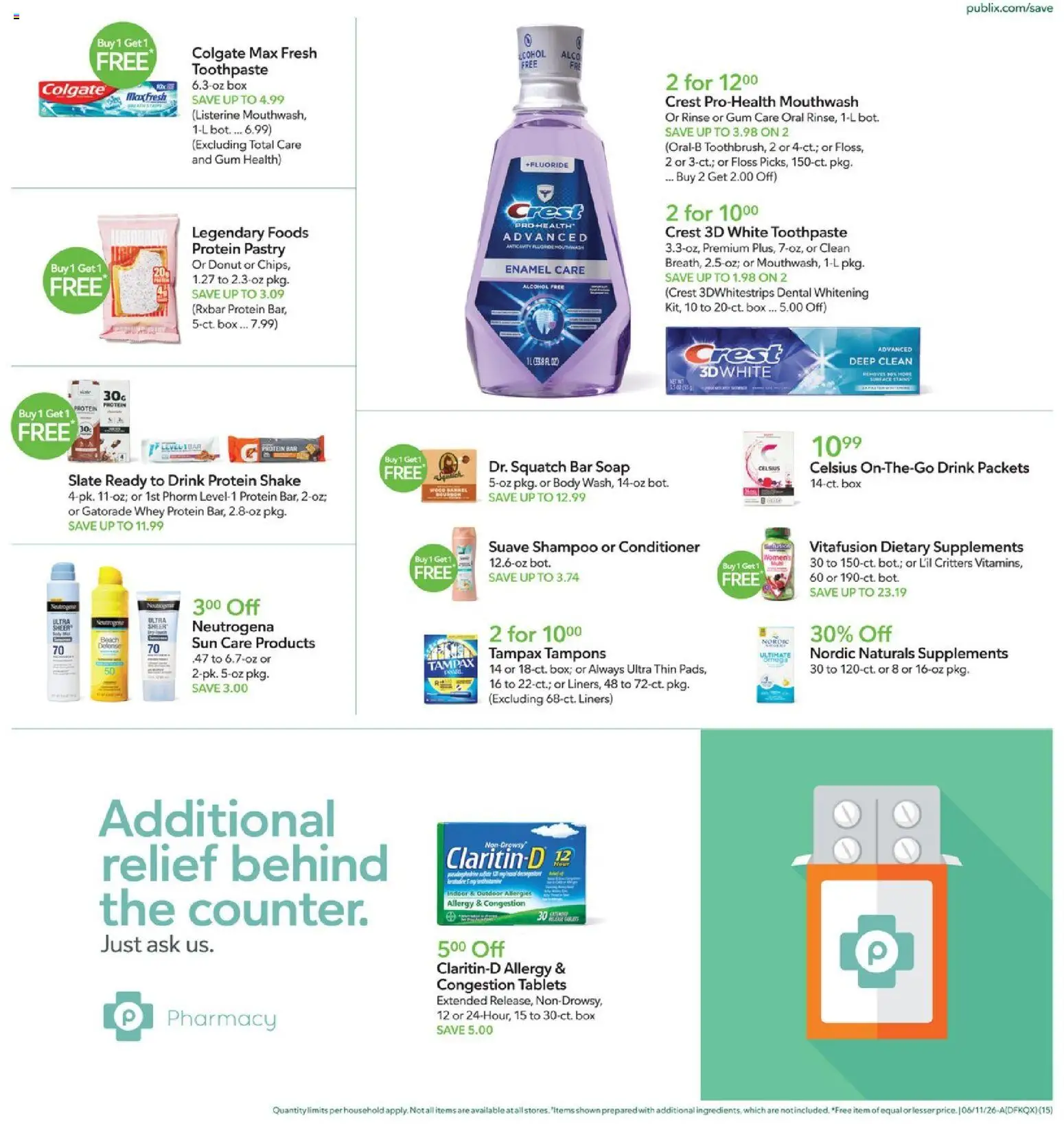 Publix Weekly Ad - valid from 10.06.2026 | Page: 15 | Products: Box, Conditioner, Soap, Tampons