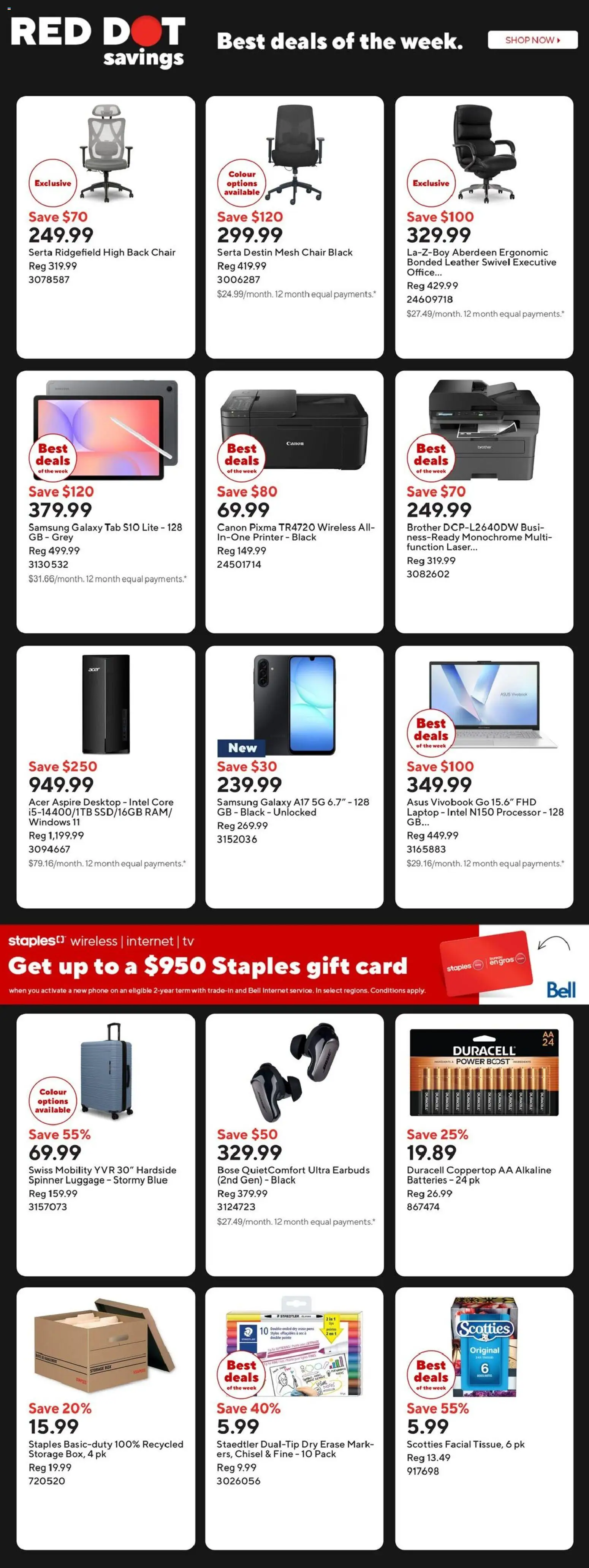 Staples flyer valid from 08.05.2026 | Page: 2 | Products: Phone, Printer, Tv, Chair