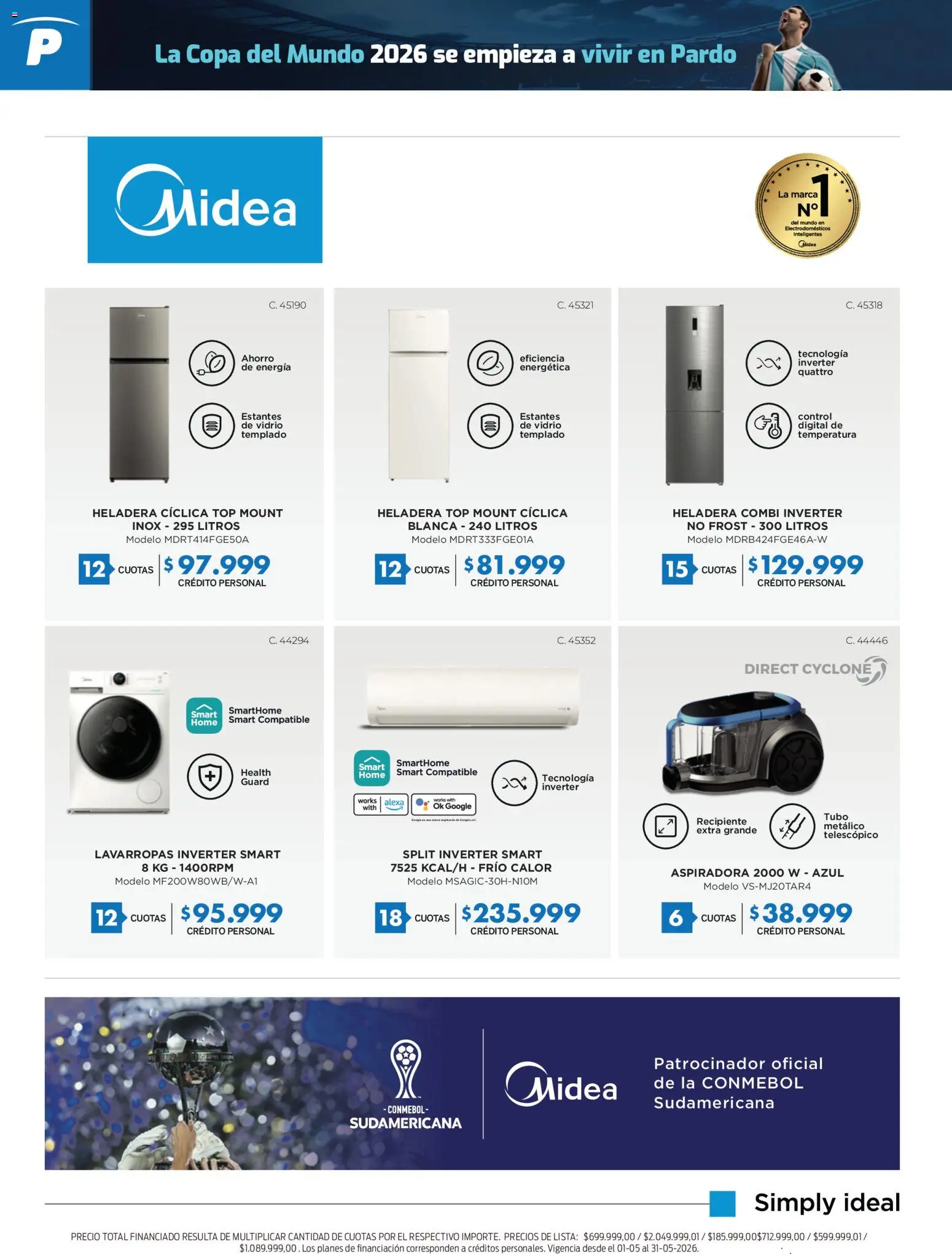 Pardo catálogo │ válido desde el 18.05.2026 | Página: 8 | Productos: Top, Aspiradora, Lavarropas, Heladera
