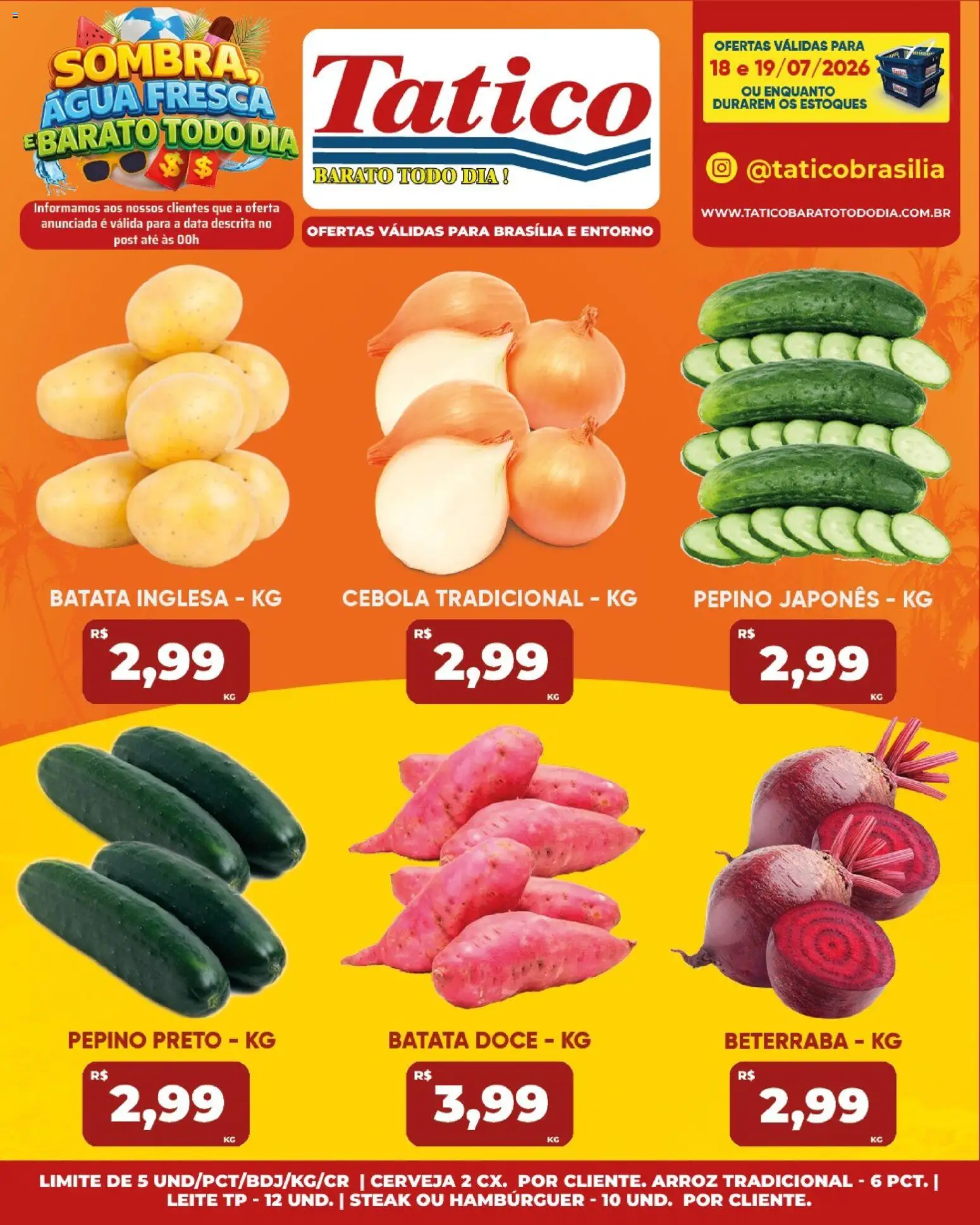 Tatico Folheto - válido de 20/07/2026 | Página: 42 | Produtos: Beterraba, Arroz, Hambúrguer, Batata