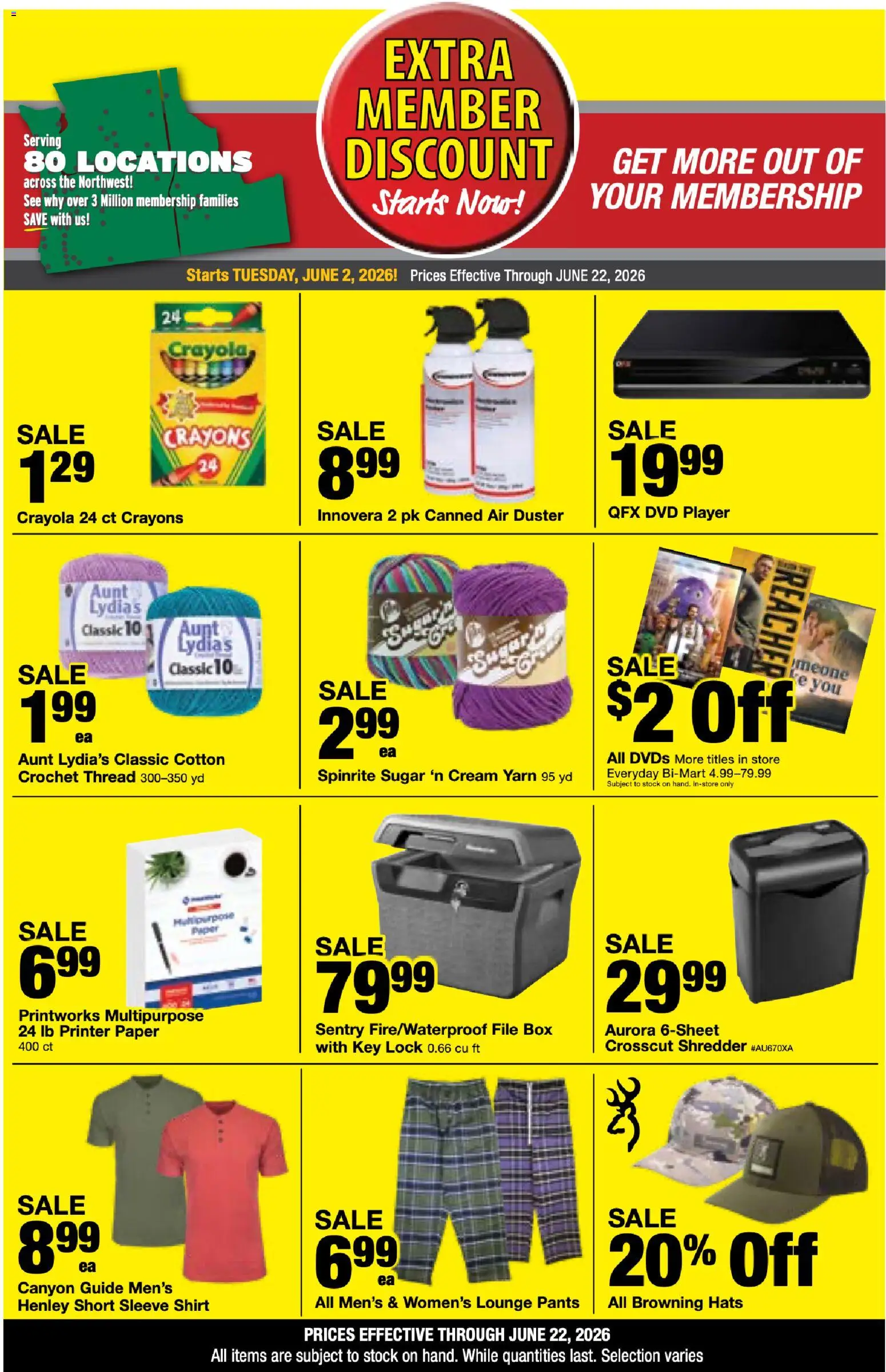 Bi-Mart Extra Member Discount - valid from 02.06.2026 | Page: 4 | Products: Shirt, Sugar, Printer, Shredder