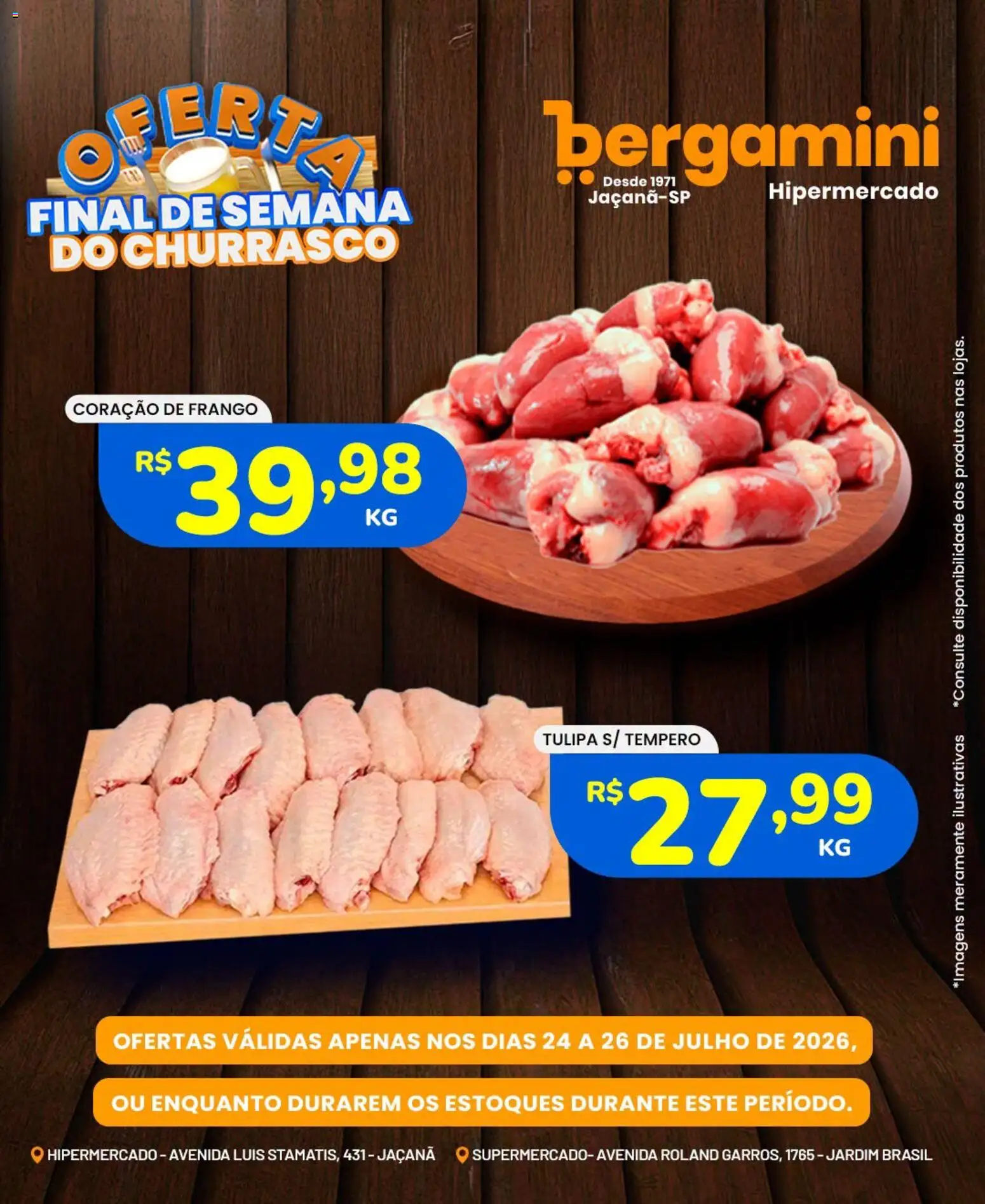 Supermercado Bergamini Folheto - válido de 24/07/2026 | Página: 5 | Produtos: Coração de frango, Frango