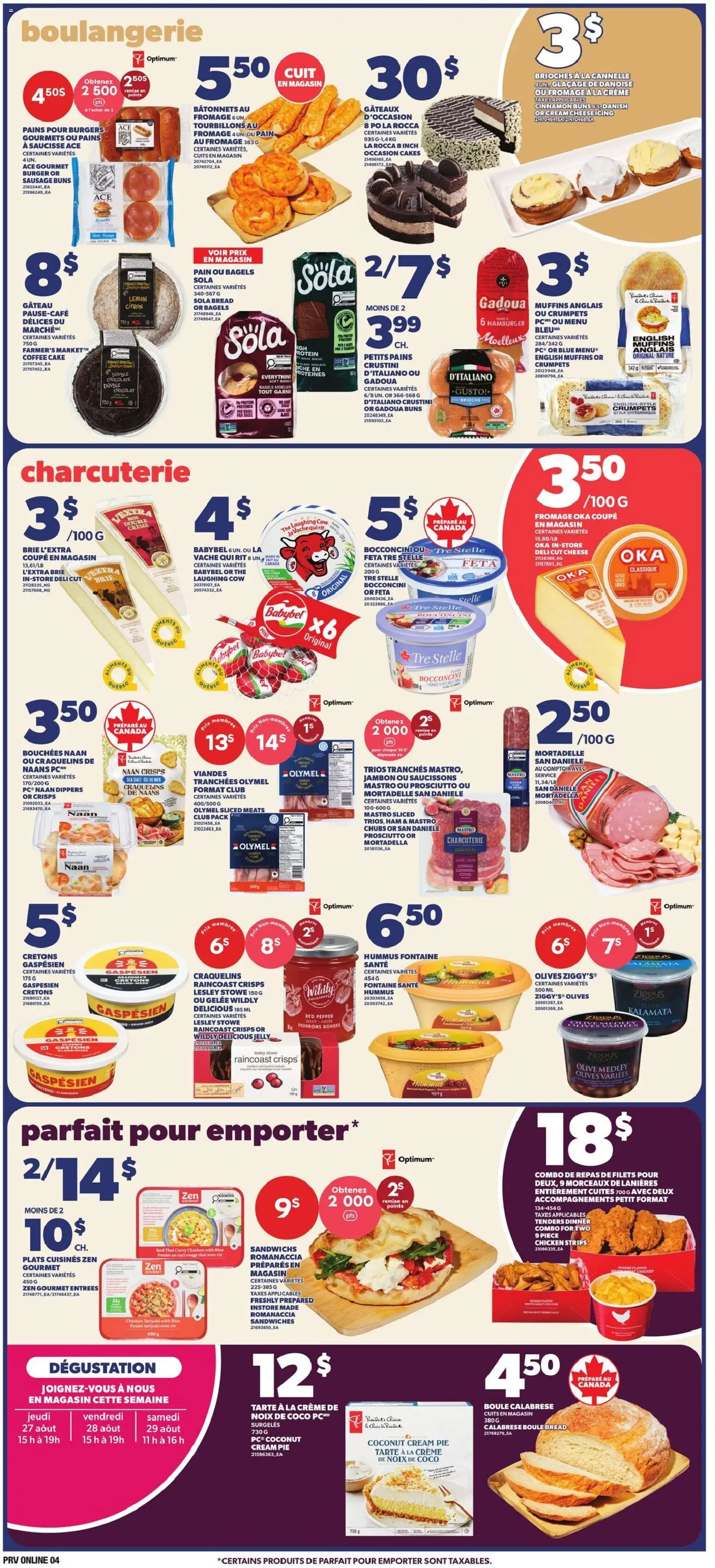 Provigo flyer valid from Aug 27, 2026 | Page: 4 | Products: Cream, Sausage, Muffins, Cheese