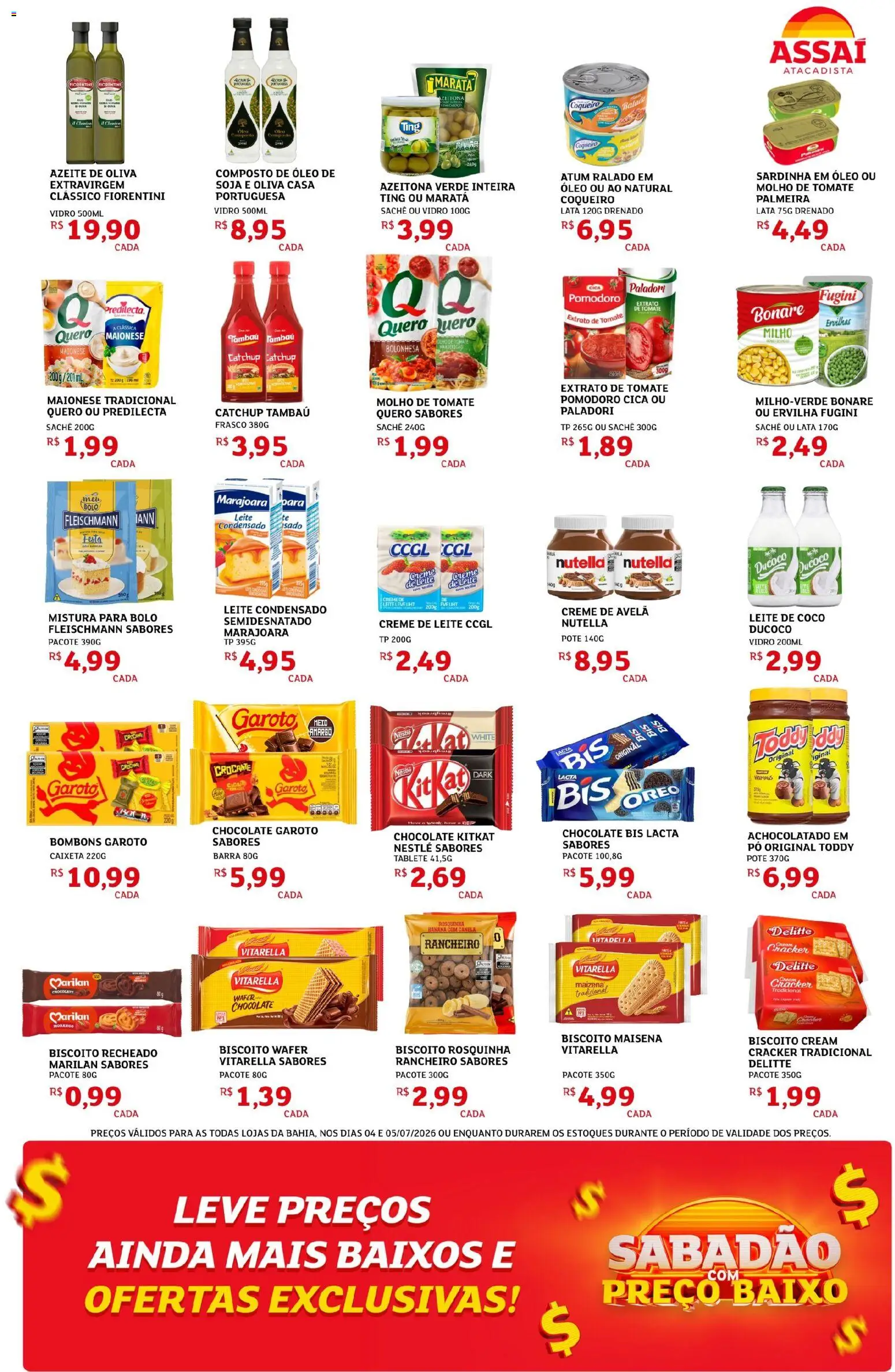 Assaí Atacadista Folheto - válido de 04/07/2026 | Página: 3 | Produtos: Chocolate, Baixo, Rosquinha, Sardinha