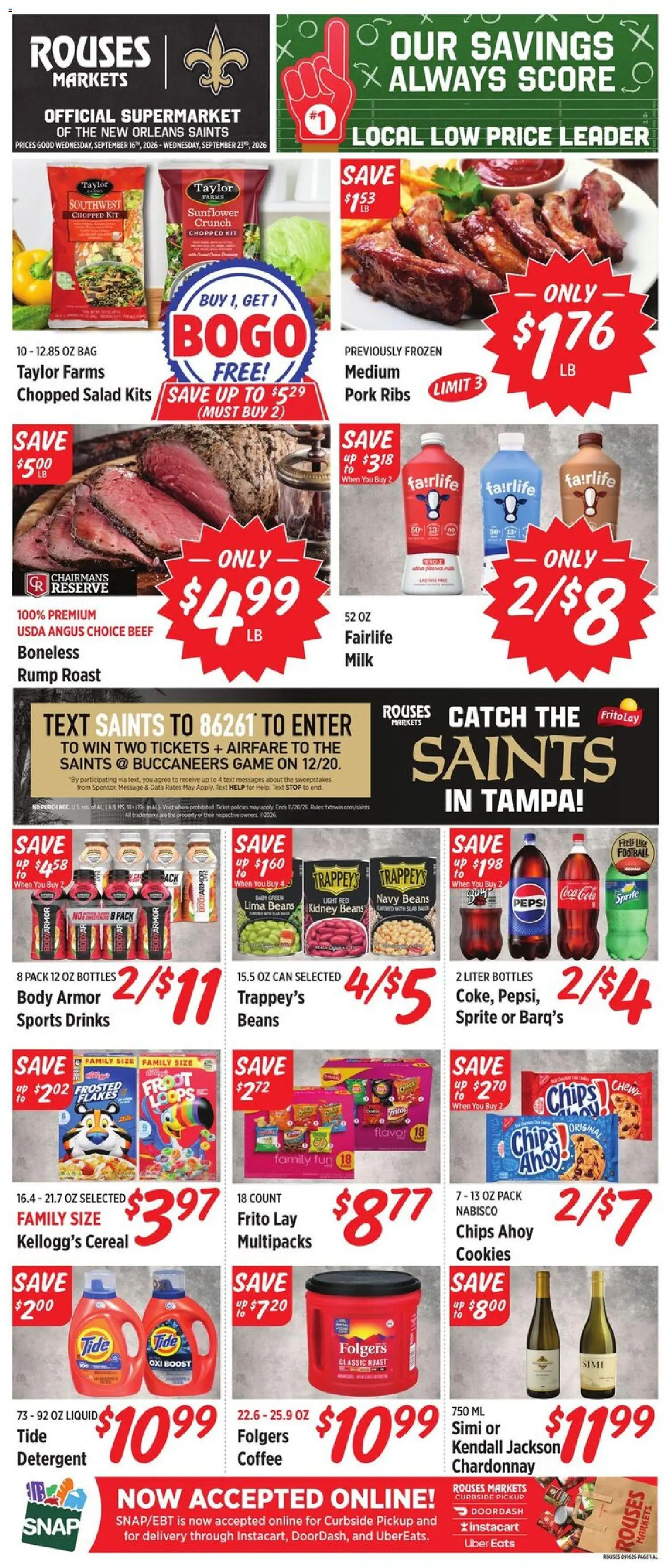 Rouses Weekly Ad - valid from 09/16/2026 | Page: 1 | Products: Coffee, Cereal, Game, Bag