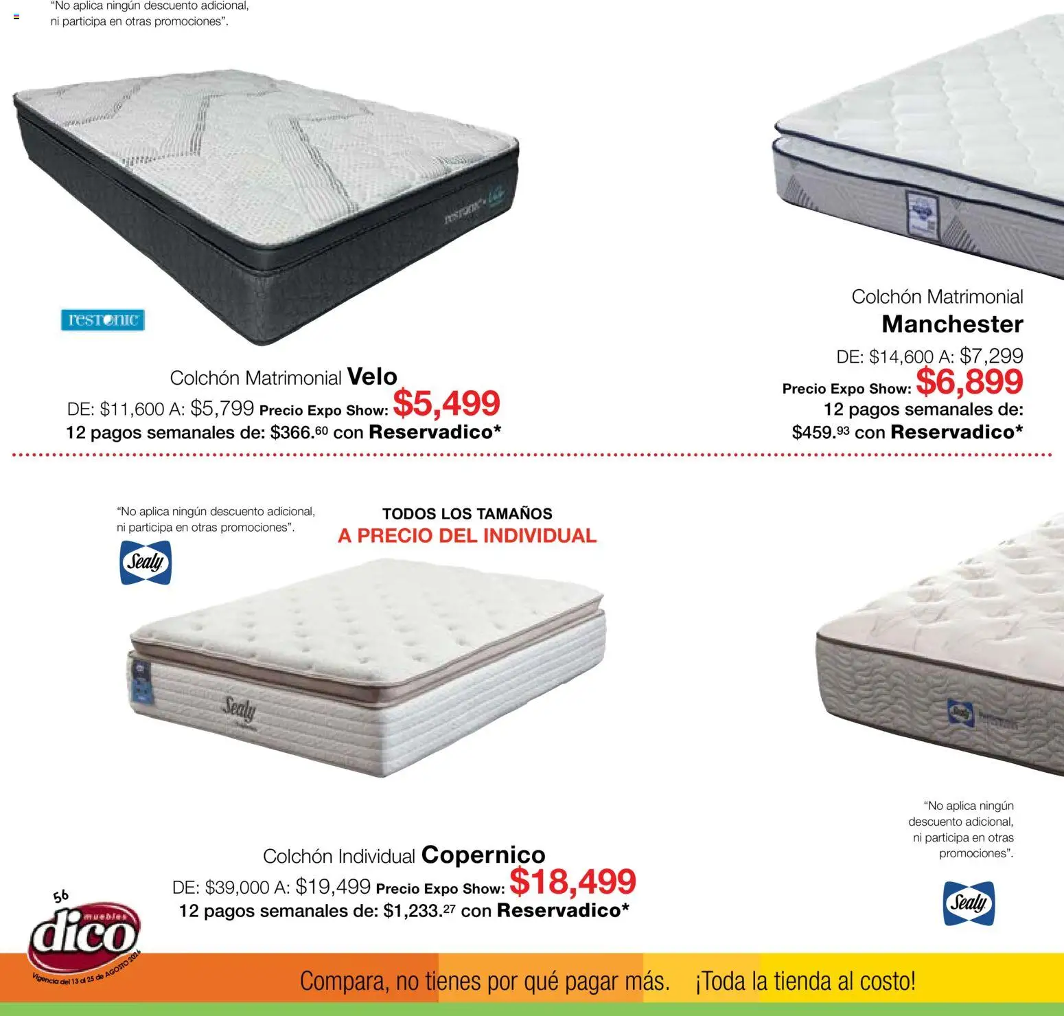 Nuevas ofertas de Muebles Dico válidas en toda la República Mexicana desde el 13/08/2026. ¡Encuentra las mejores ofertas en Muebles Dico catálogo Expo Show! | Página: 56 | Productos: Colchón